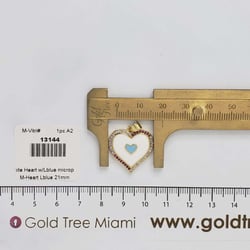 13144 White Heart with Micropave Light Blue Pendant