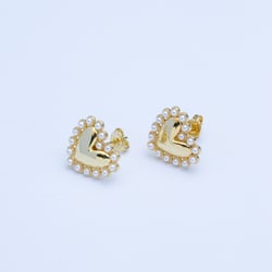 20250 Gold Heart Earrings with Pearl 14mm