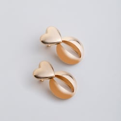 18611 Pendientes Elegantes de Oro en Forma de Corazón y Círculo