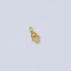 20017 Dije de Mano de Hamsa de Oro con Cristales