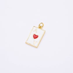 20693 Dije As de Corazones con Esmalte Blanco y Rojo