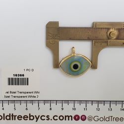 16366 Dije de bisel ovalado con ojo blanco transparente