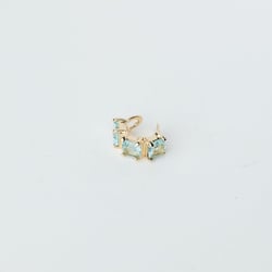 17249 Clip de Oreja Cuadrado Cristal Azul Claro