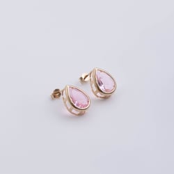 17654 Pendiente de Gota Rosa con Zircón de 16x11mm