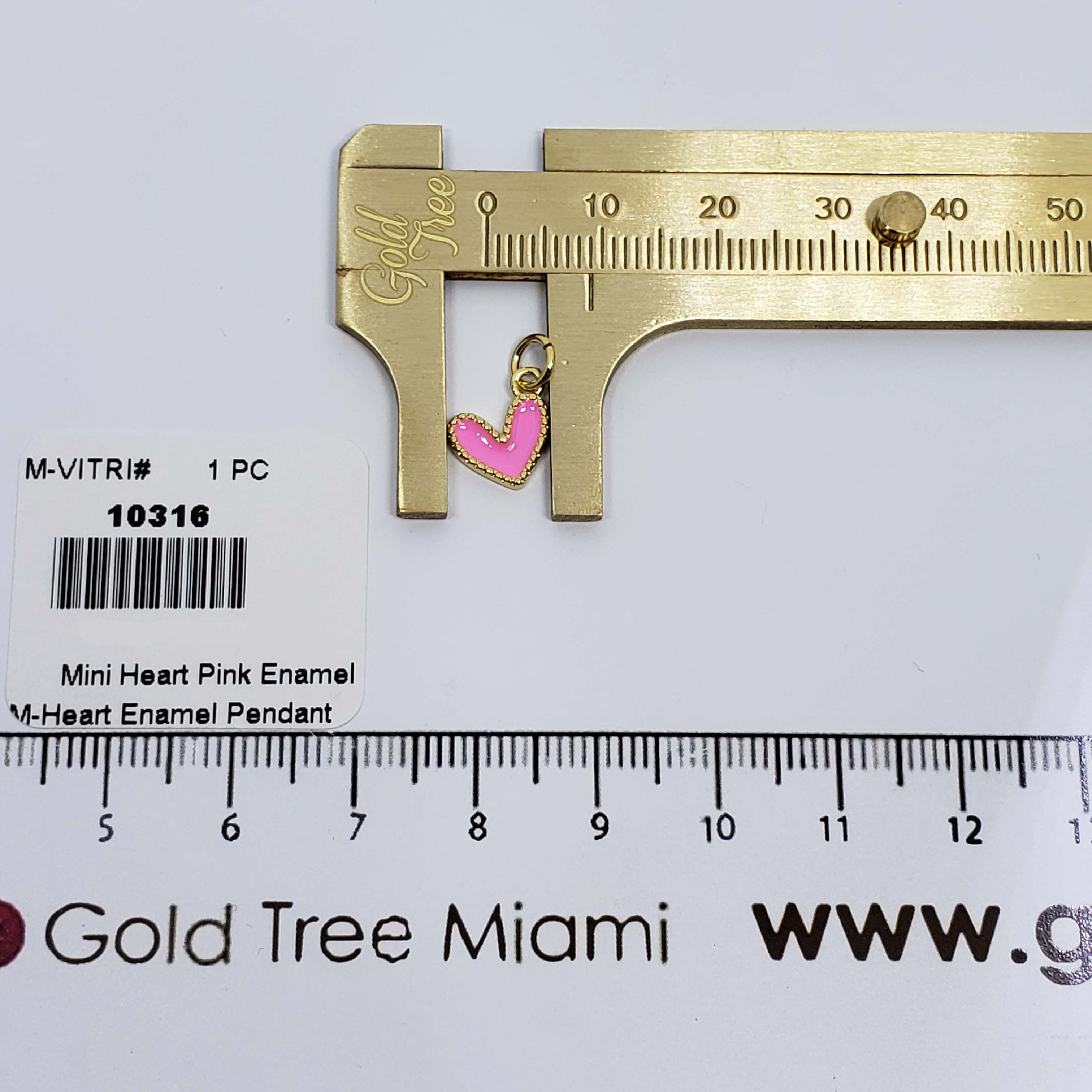 10316 Mini Heart Pink Enamel Pendant