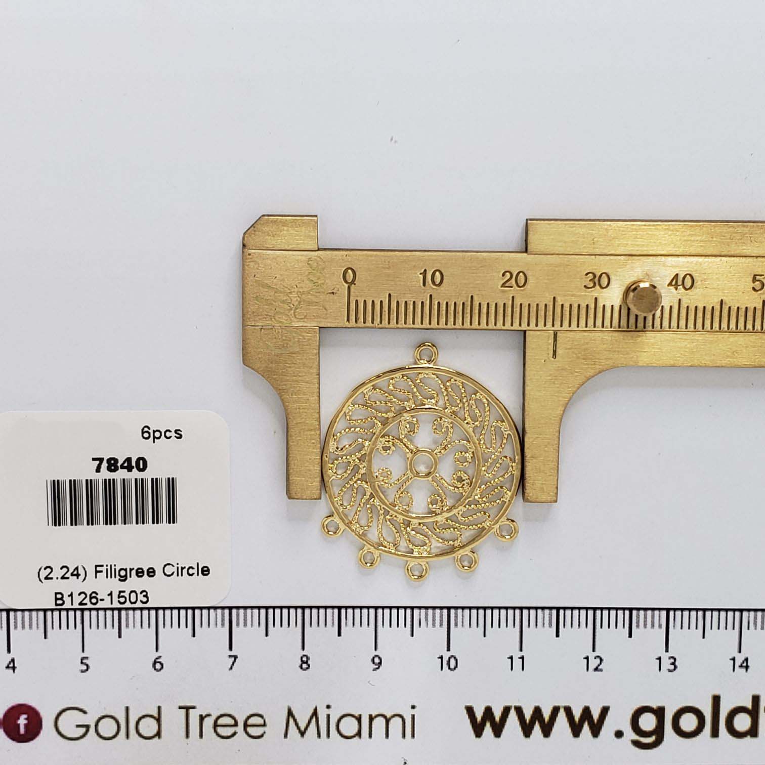 7840 Encanto de círculo de filigrana con agujeros