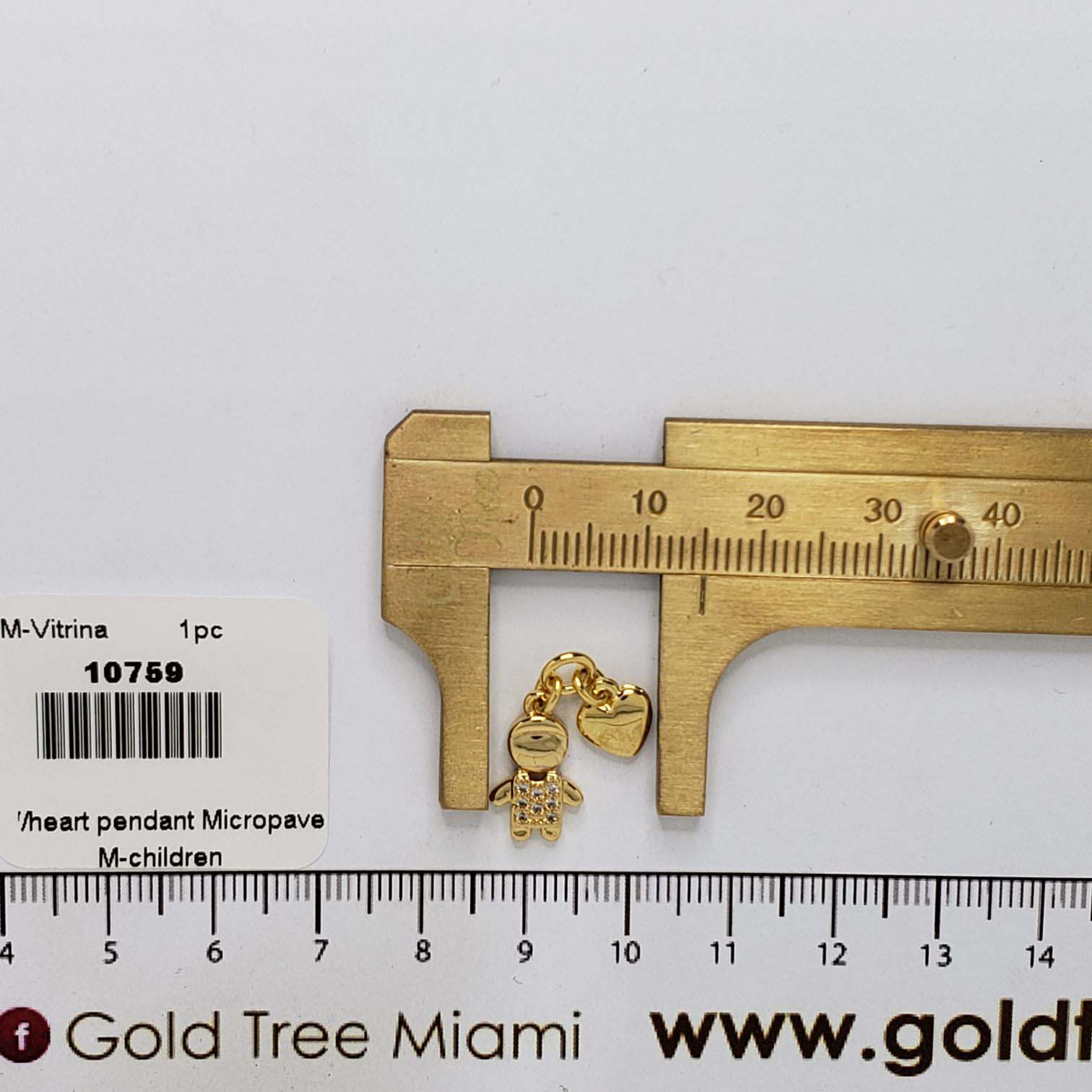 10759 Micropave Gold Boy with Heart Pendant