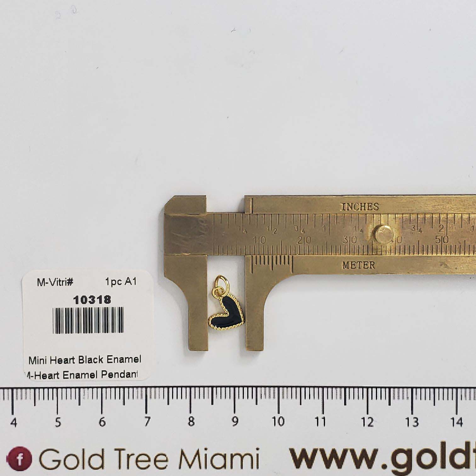 10318 Mini Heart Black Enamel Pendant