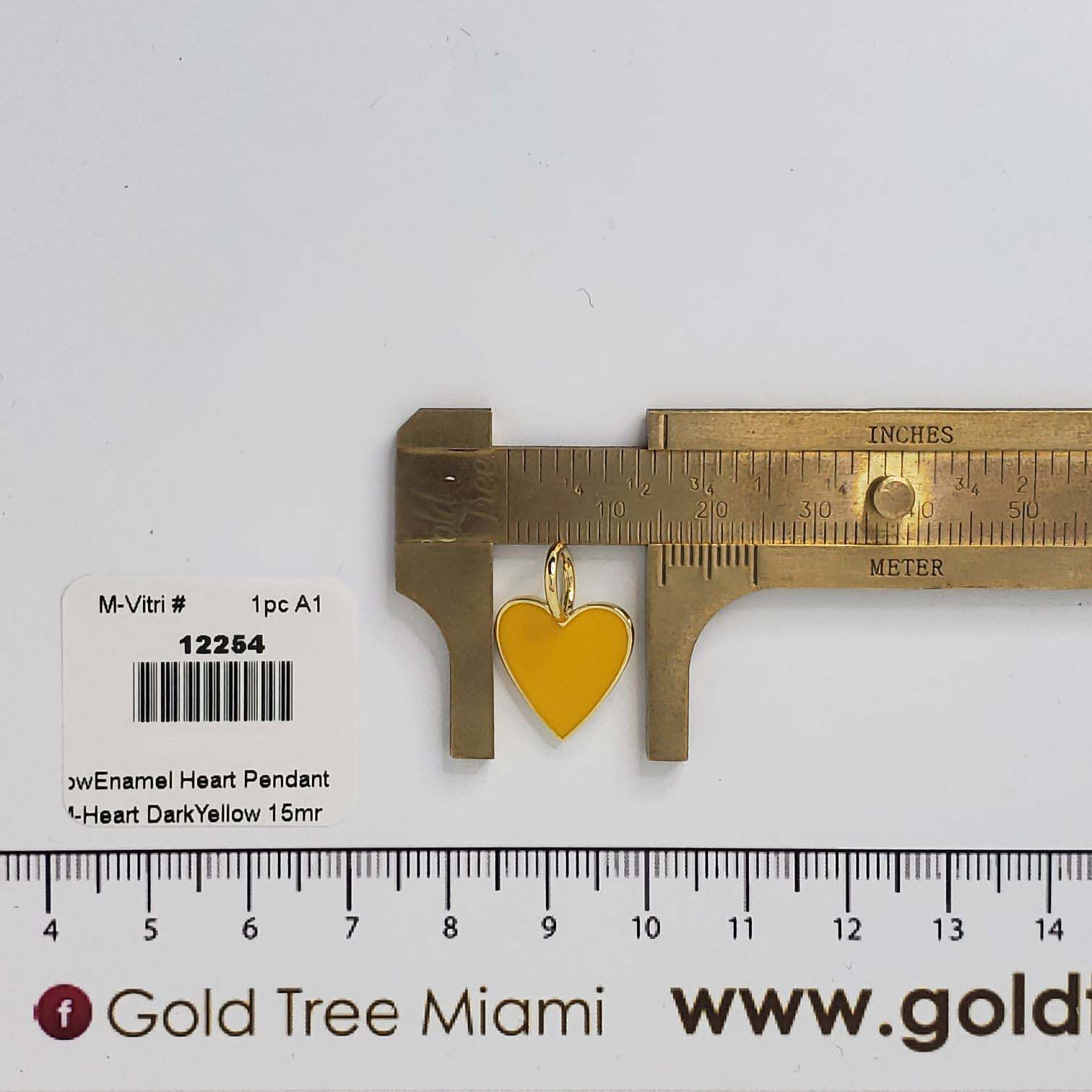 12254 Dije Corazón 15mm Esmalte Amarillo Oscuro