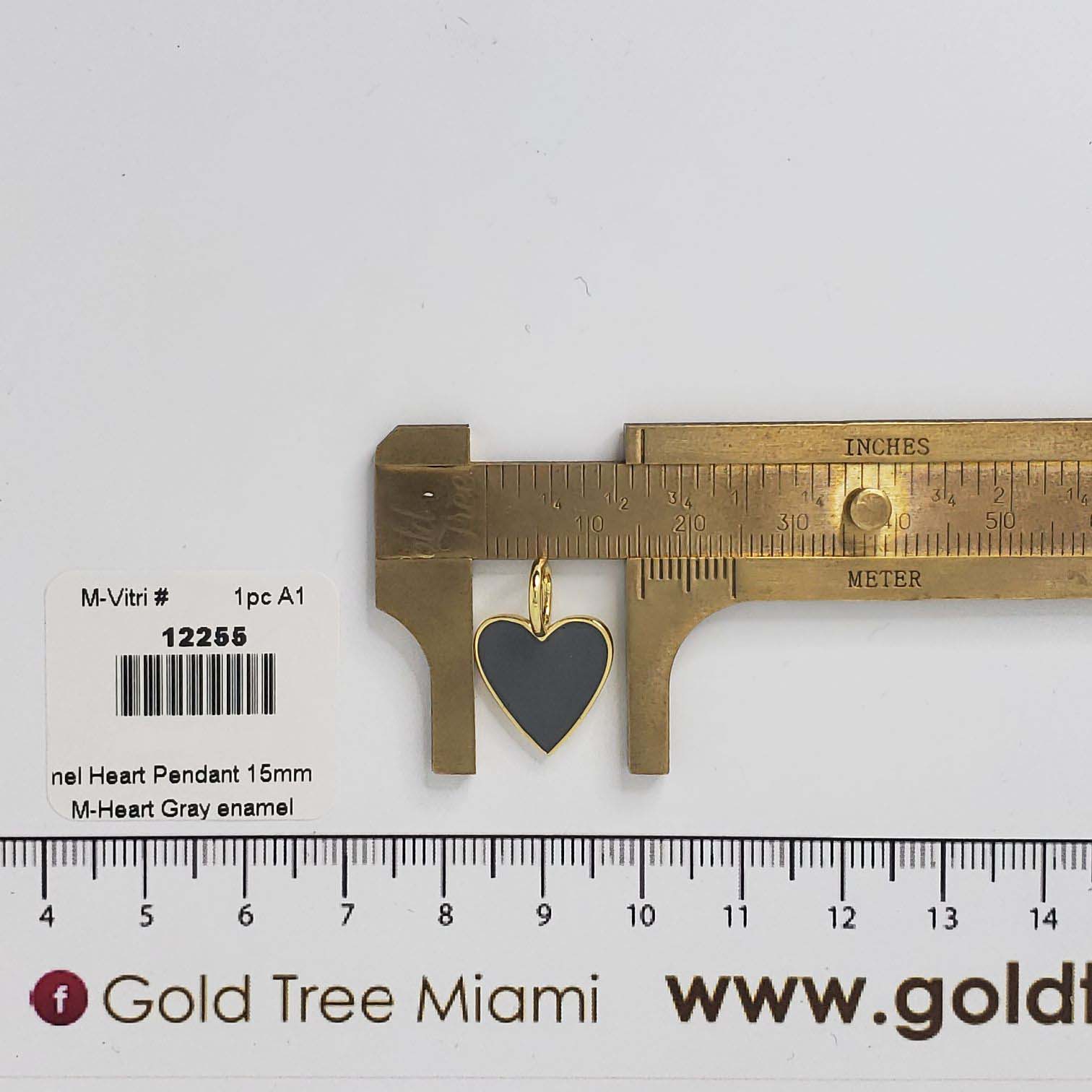 12255 15mm Gray Enamel Heart Pendant