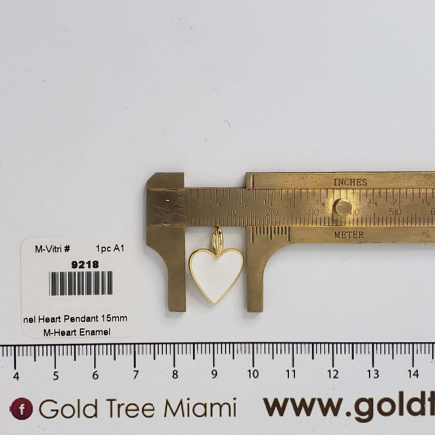 9218  15mm White Enamel Heart Pendant 