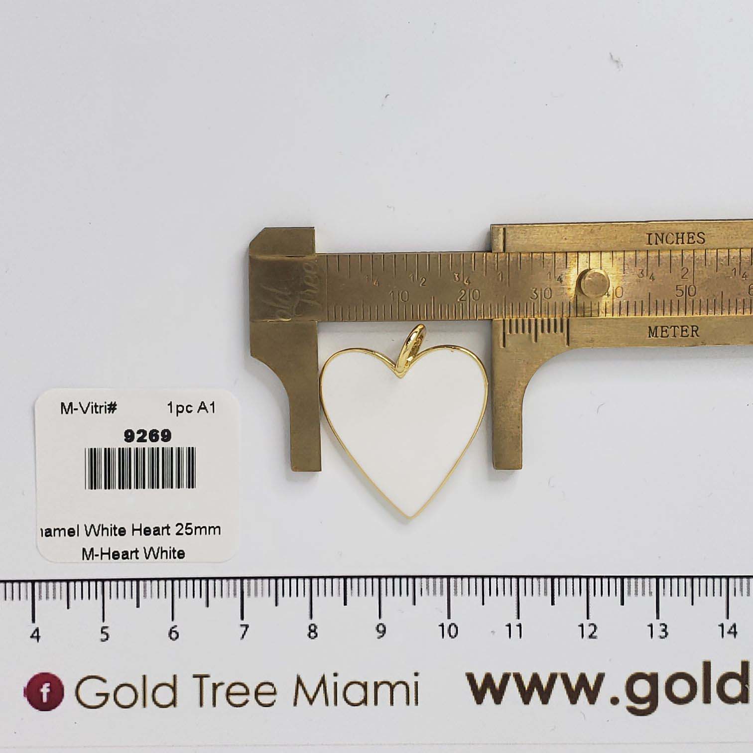 9269 25mm White Enamel Heart Pendant