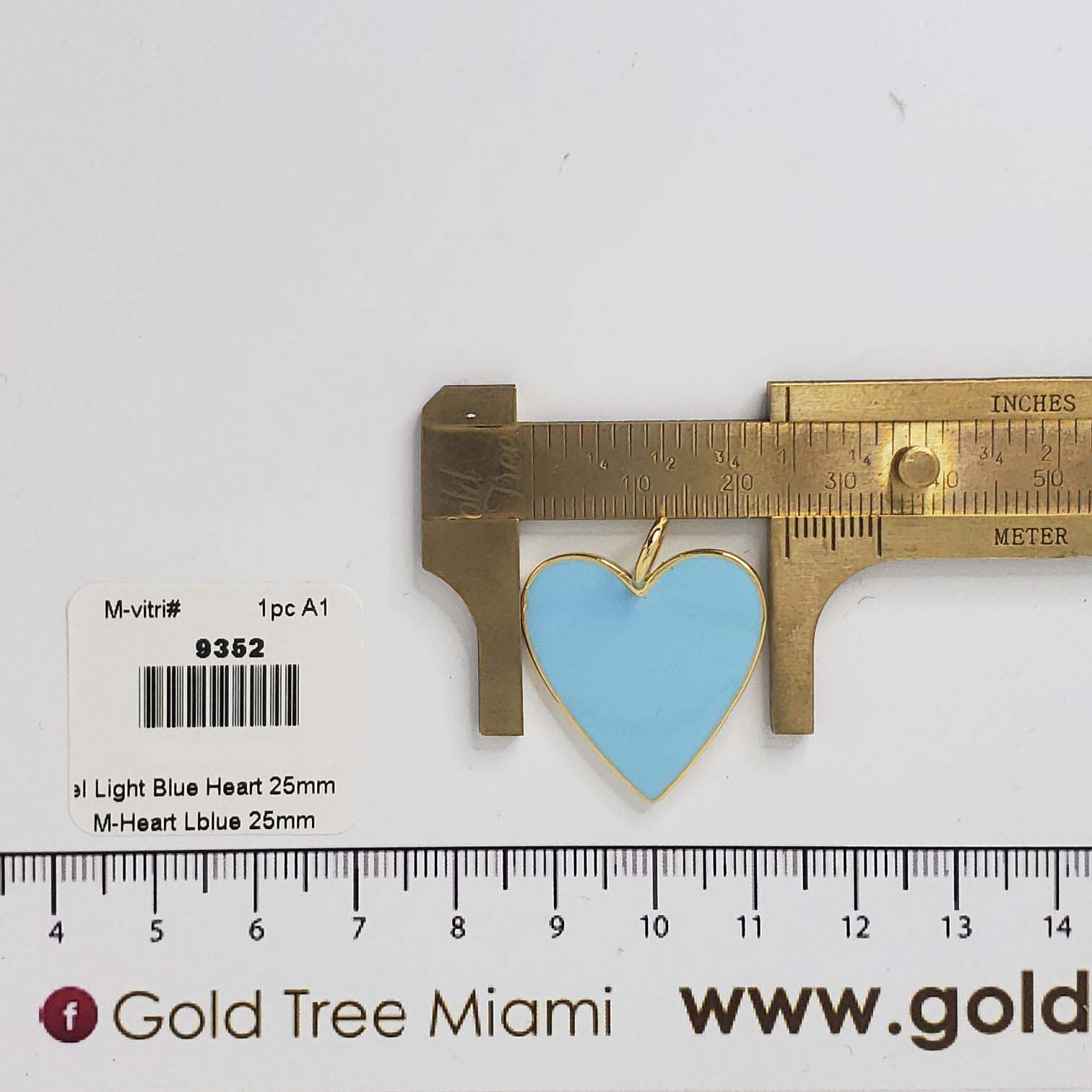 9352 25mm Light Blue Enamel Heart Pendant