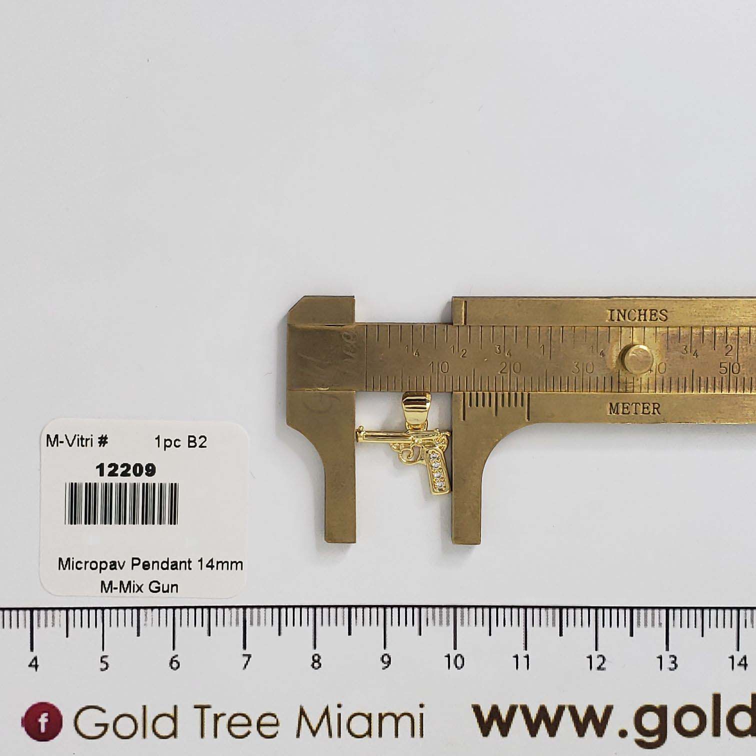12209 Gold Micropave Gun Pendant