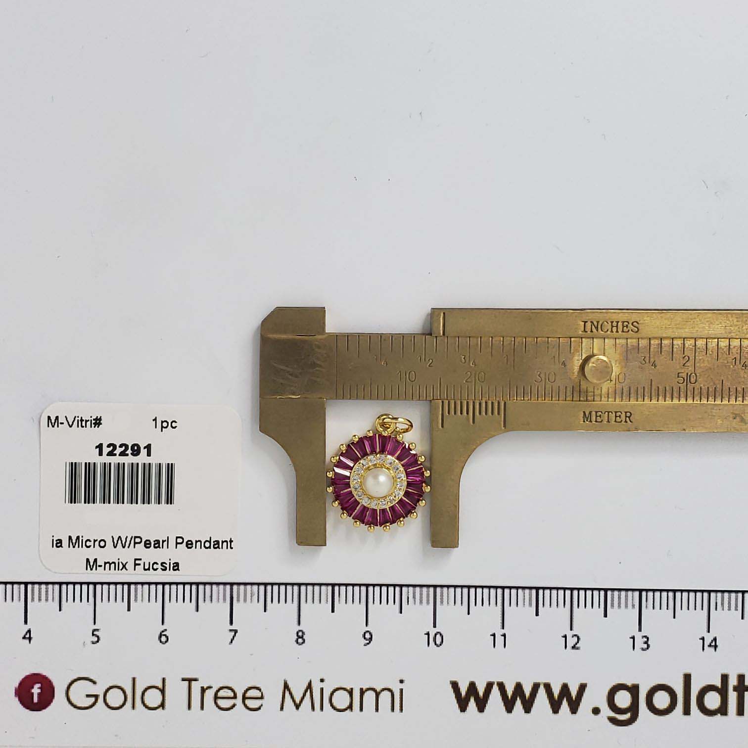 12291 Fucsia Micropave with Pearl Pendant