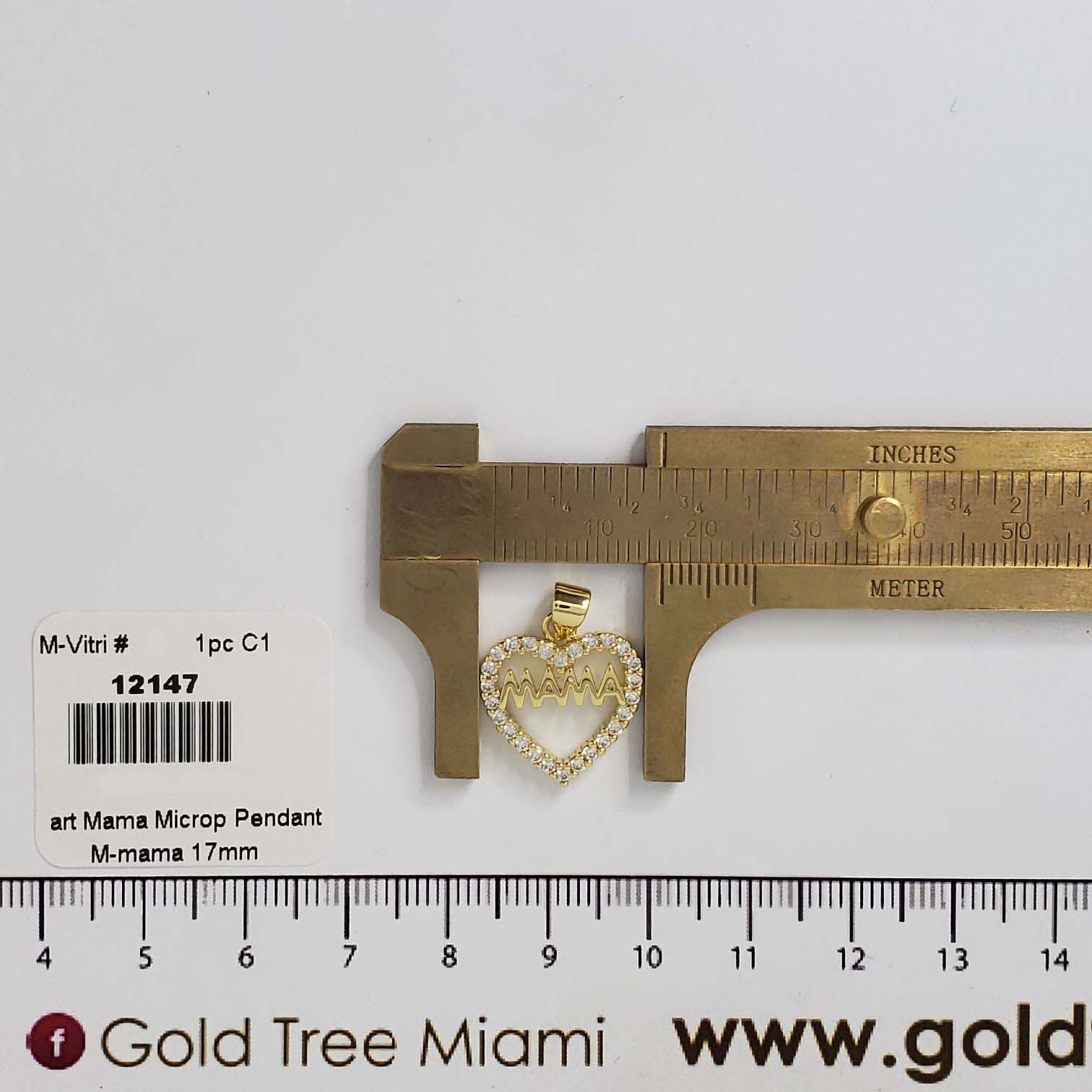 12147 Micropave Heart Mama Pendant