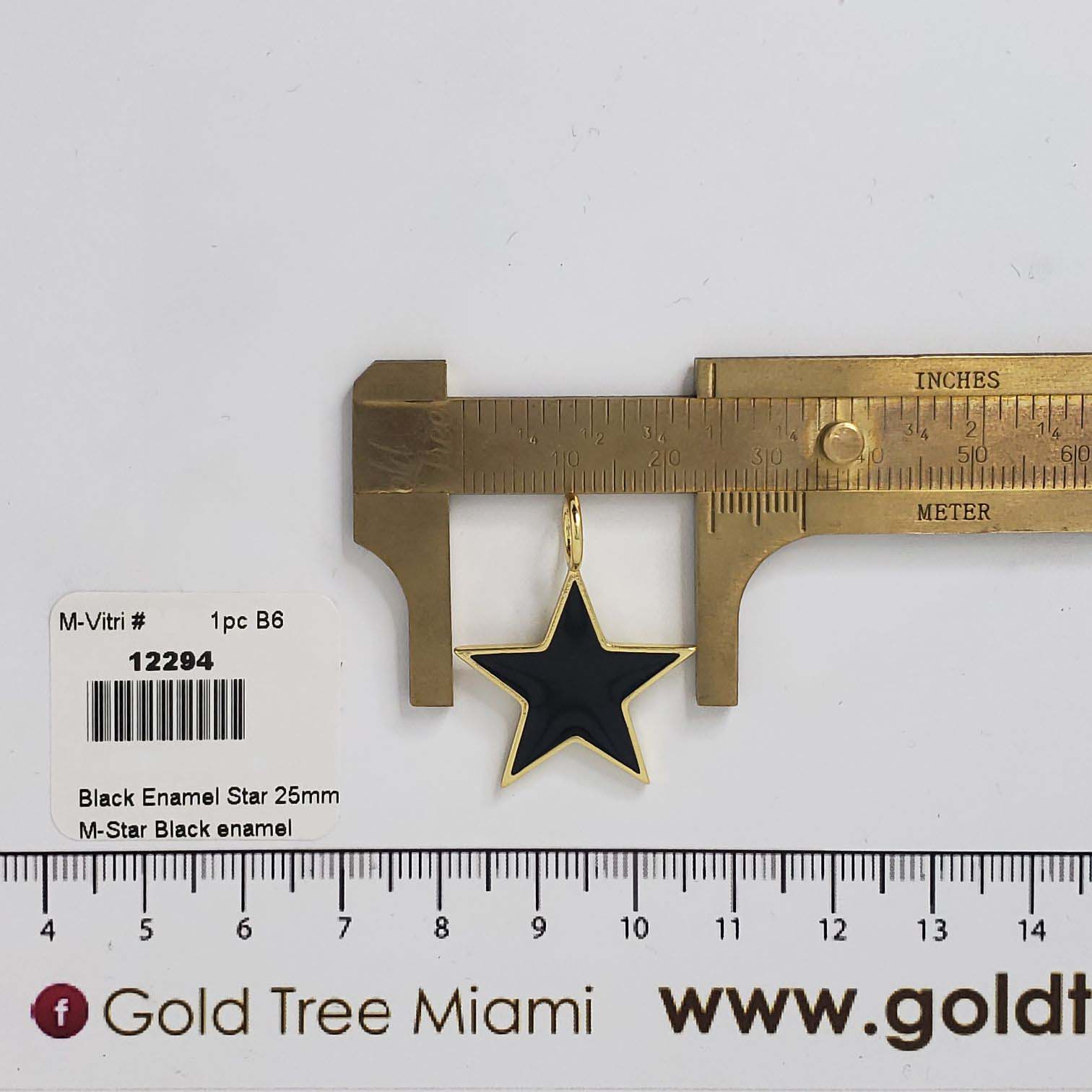 12294  Black Enamel Star Pendant