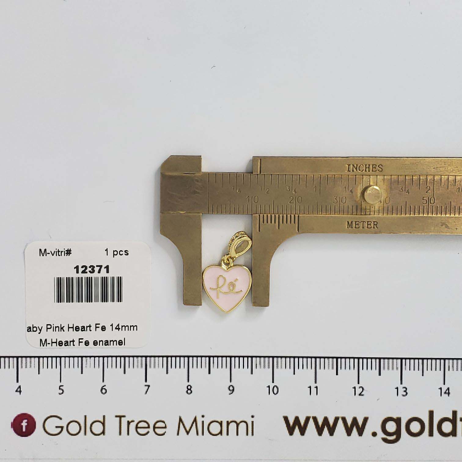 12371 14mm Baby Pink Heart Fe Charm