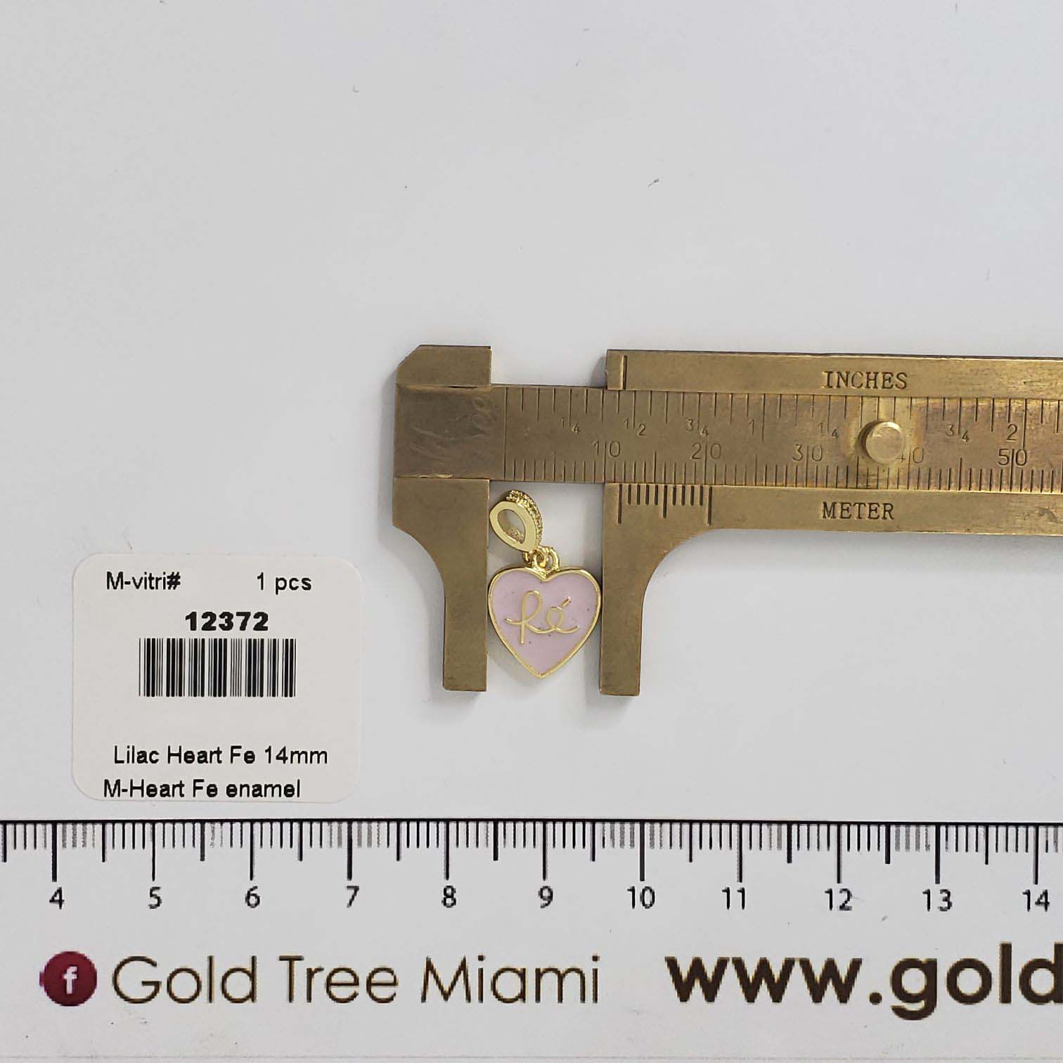 12372 14mm Lilac Heart Fe Pendant