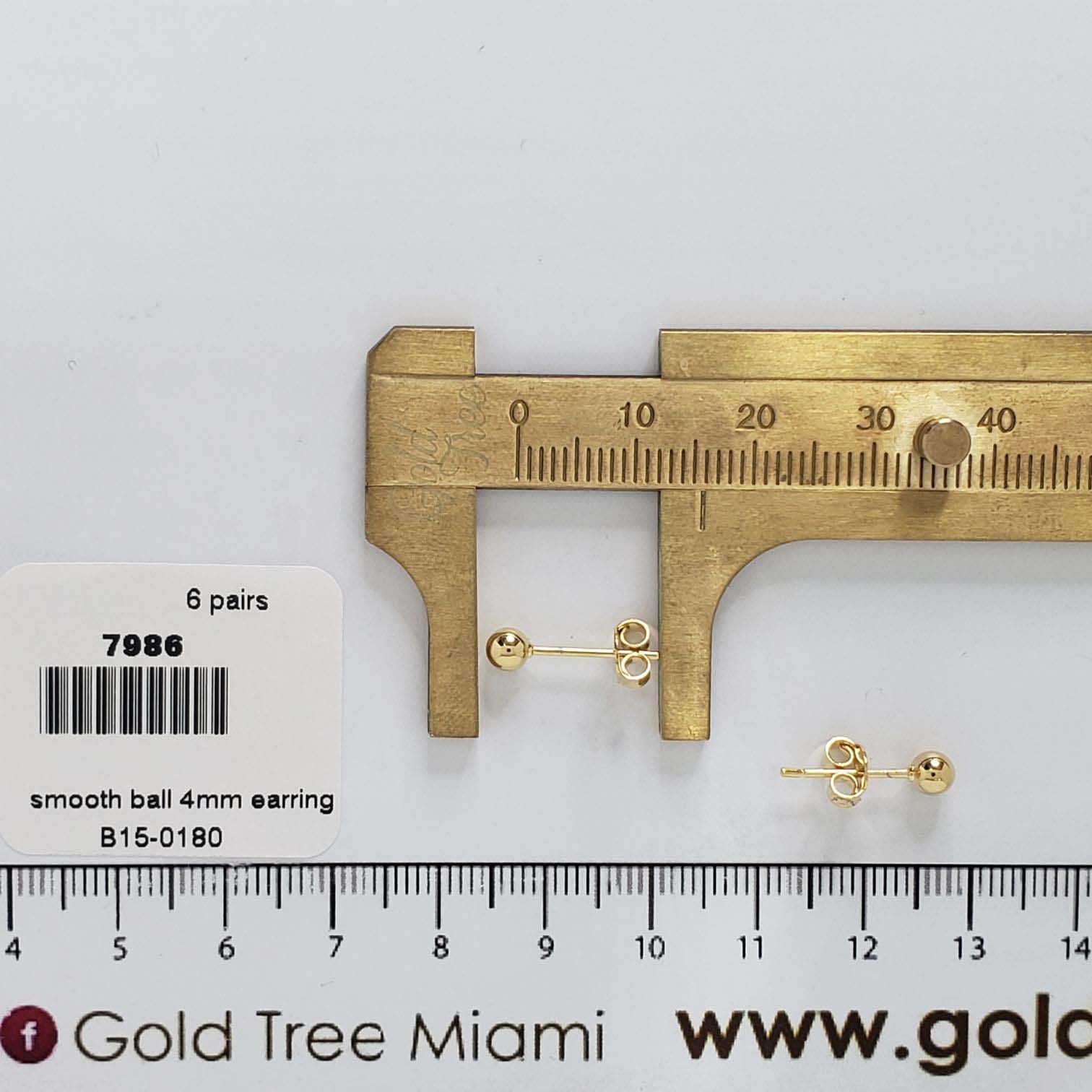 7986 4mm Smooth Ball Earring