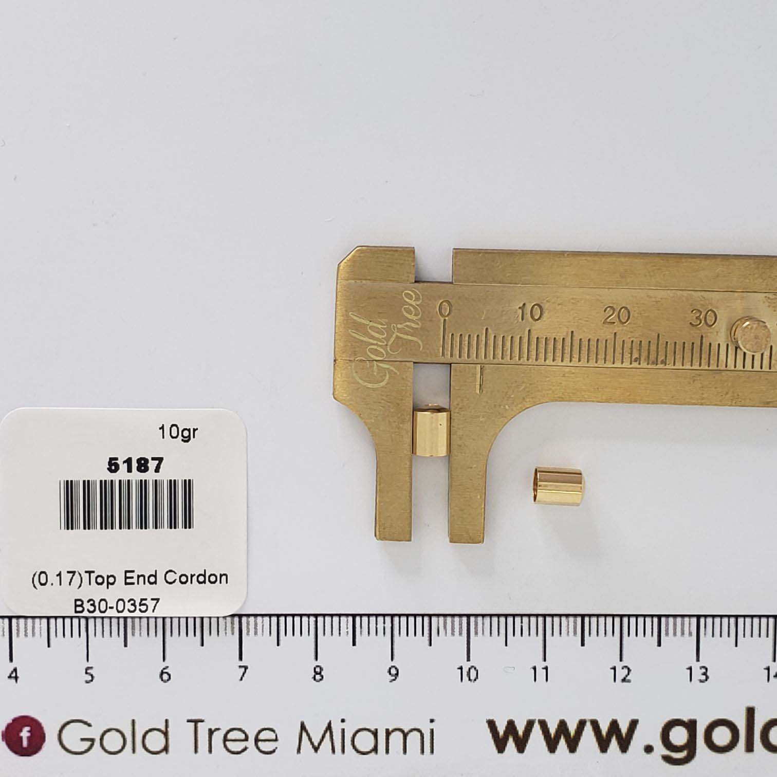 5187 Gold Cord End Cap Hole 4mm