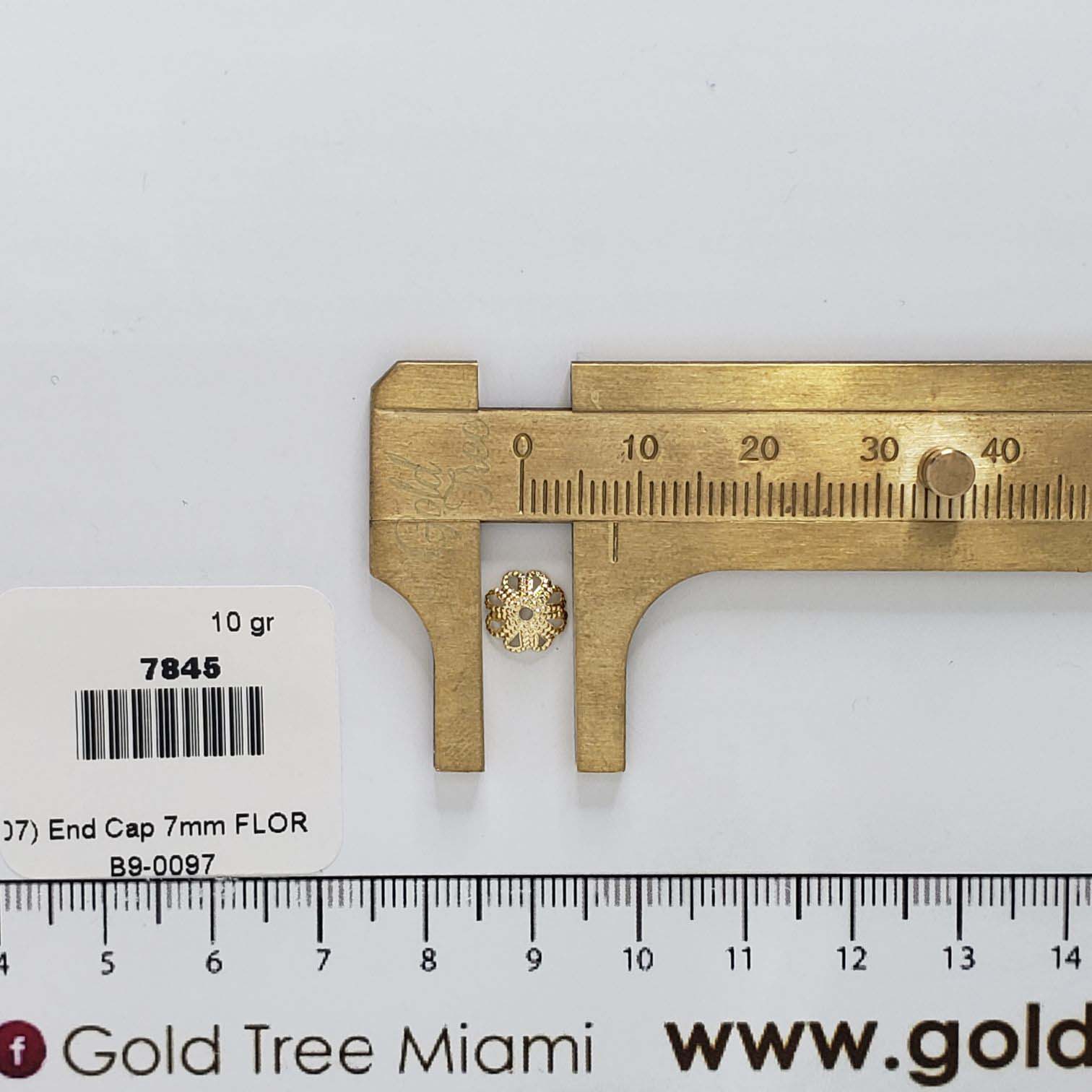 7845 7mm Gold Flower End Cap