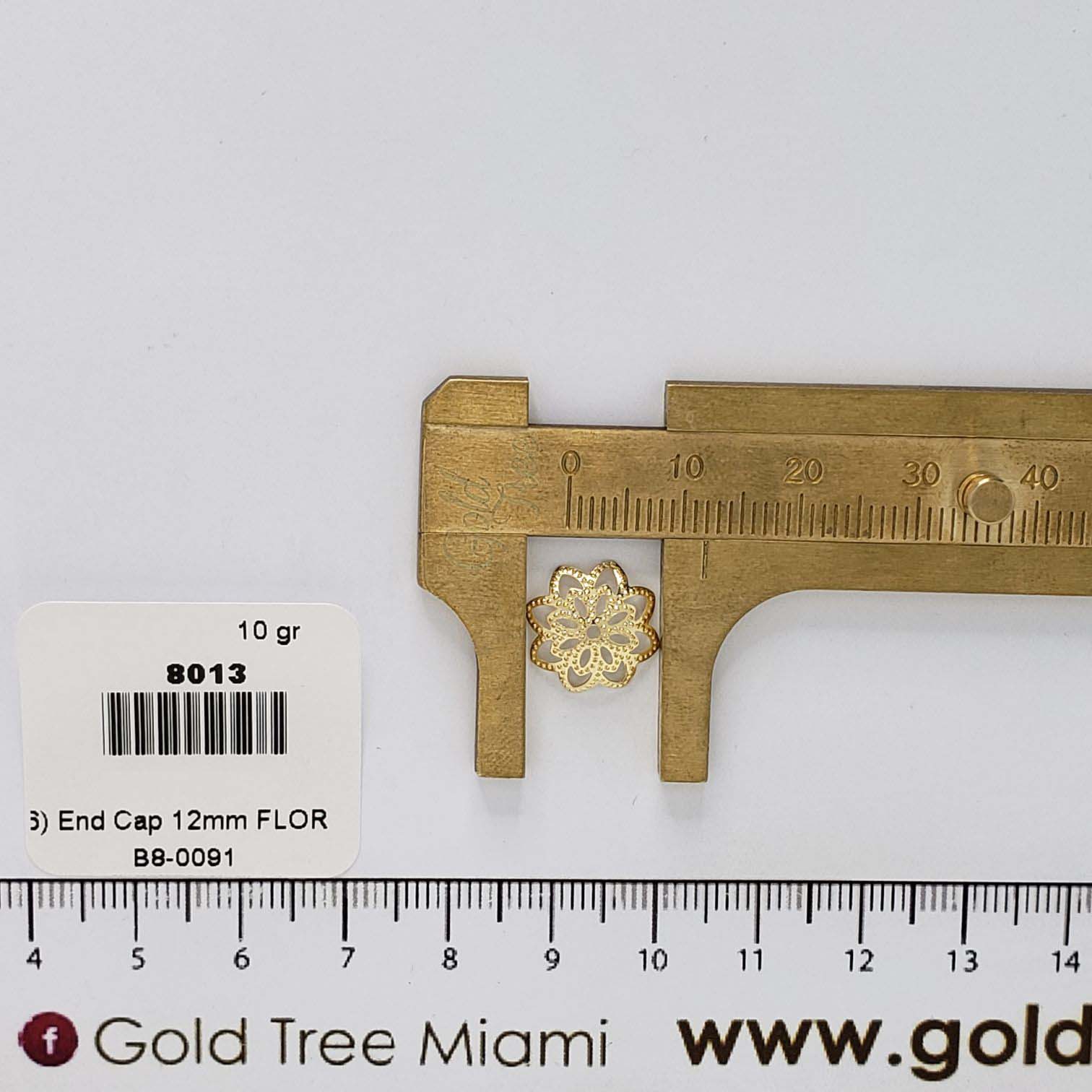 8013 12mm Gold Flower End Cap