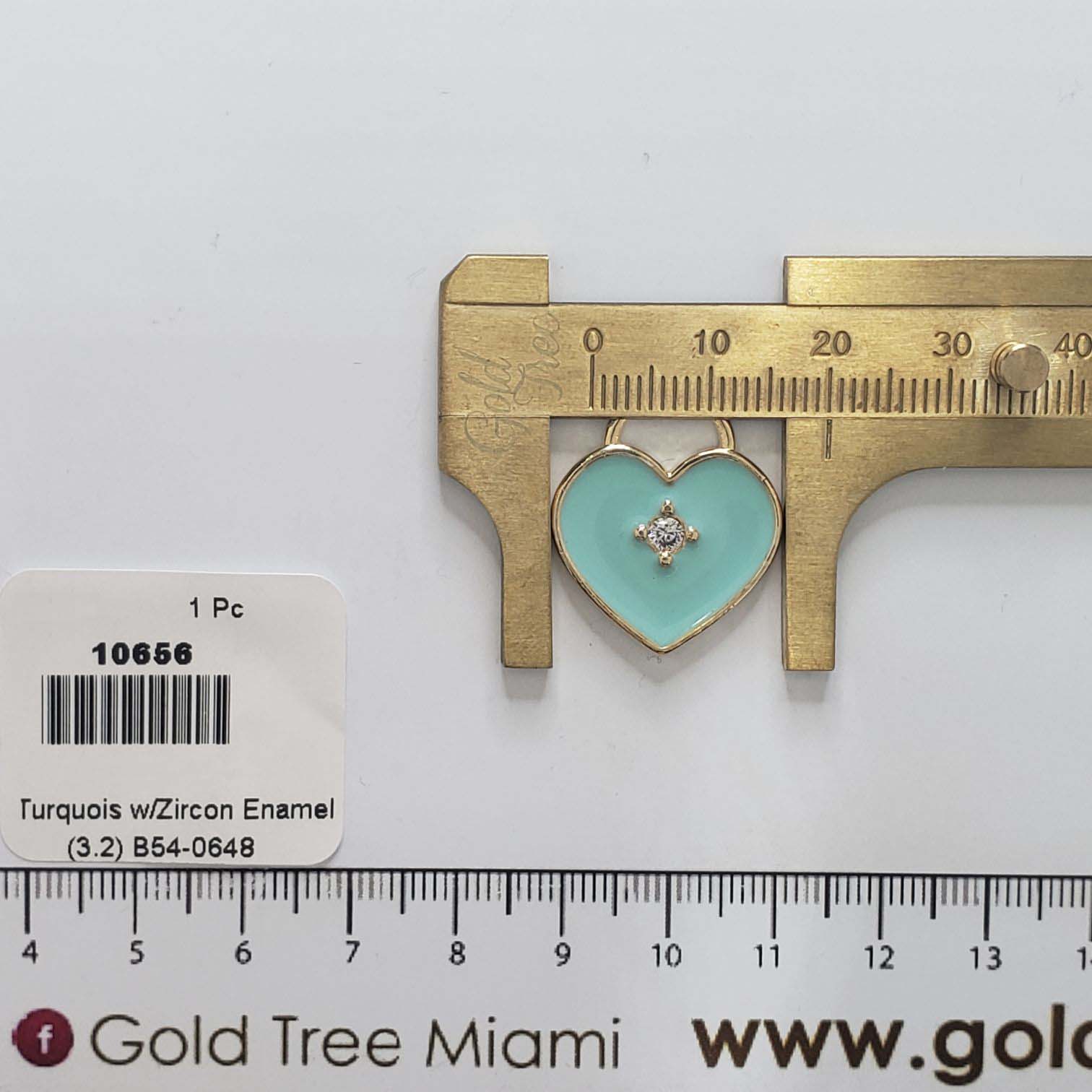 10656 20mm Turquoise Enamel Heart with Zircon