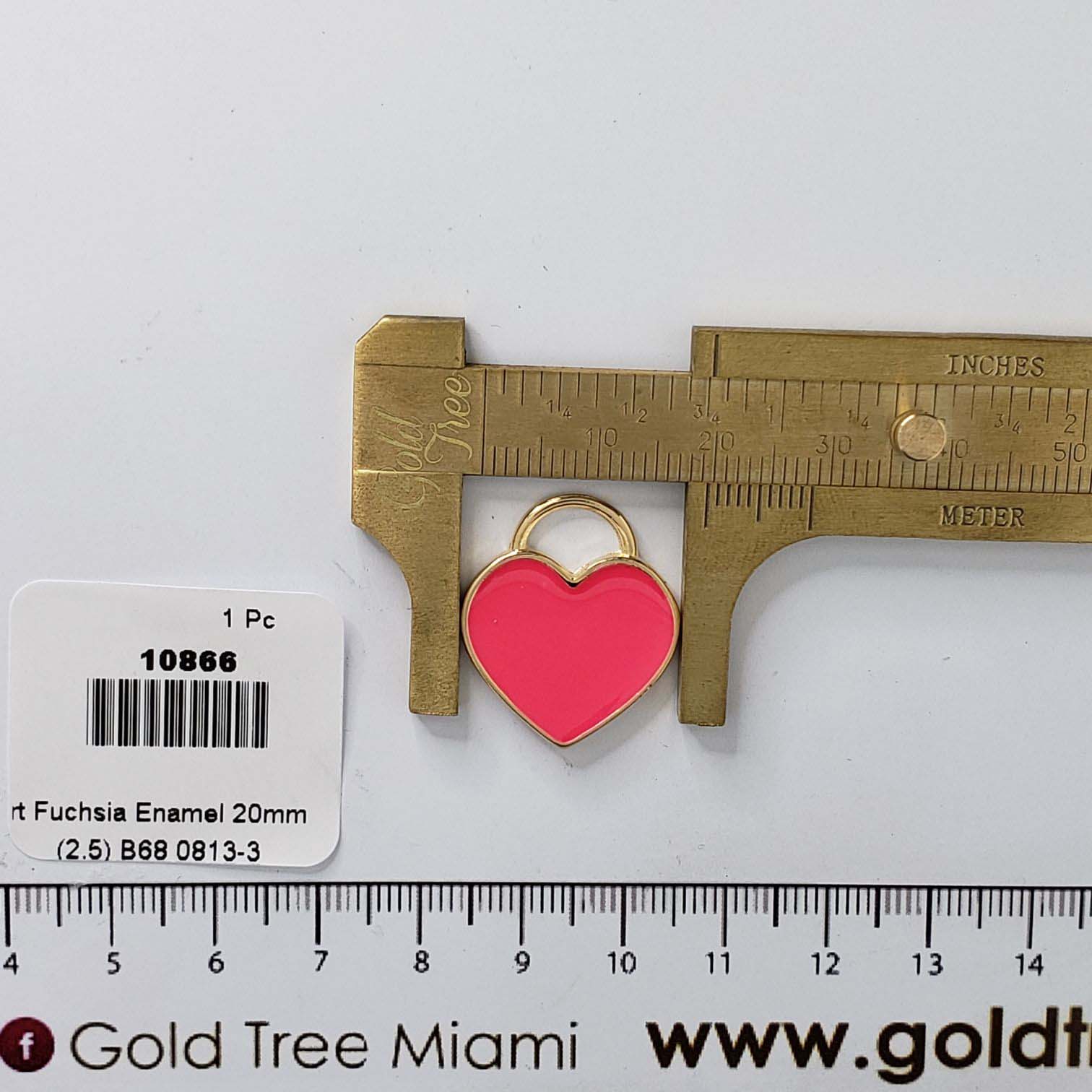 10866  Heart Pendant with Fuchsia Enamel