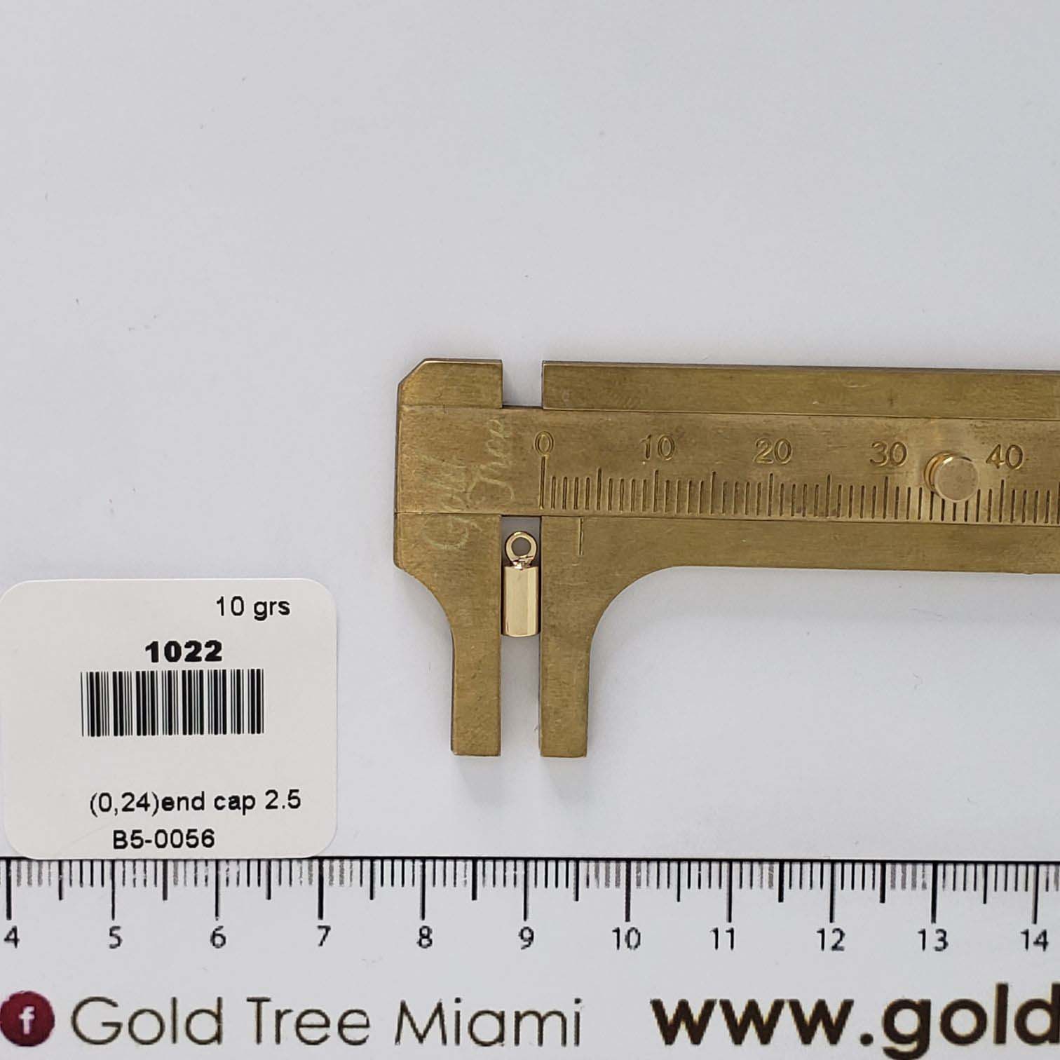 1022 2.5mm Gold Cylinder End Cap