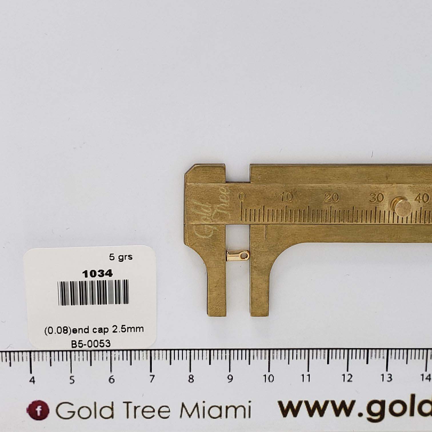 1034 Terminal de tubo dorado de 2.5 mm