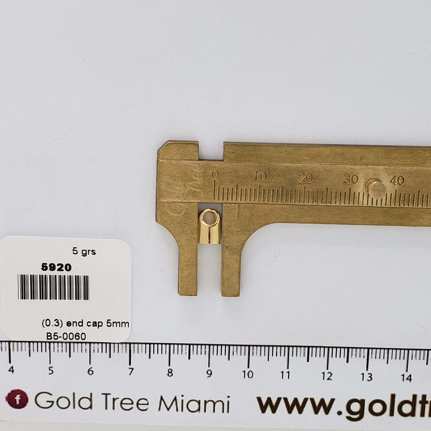 5920 5mm Gold Tube End Cap