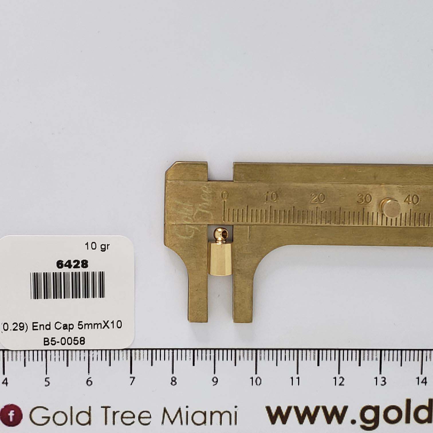 6428 Terminal de cilindro dorado de 5x10 mm