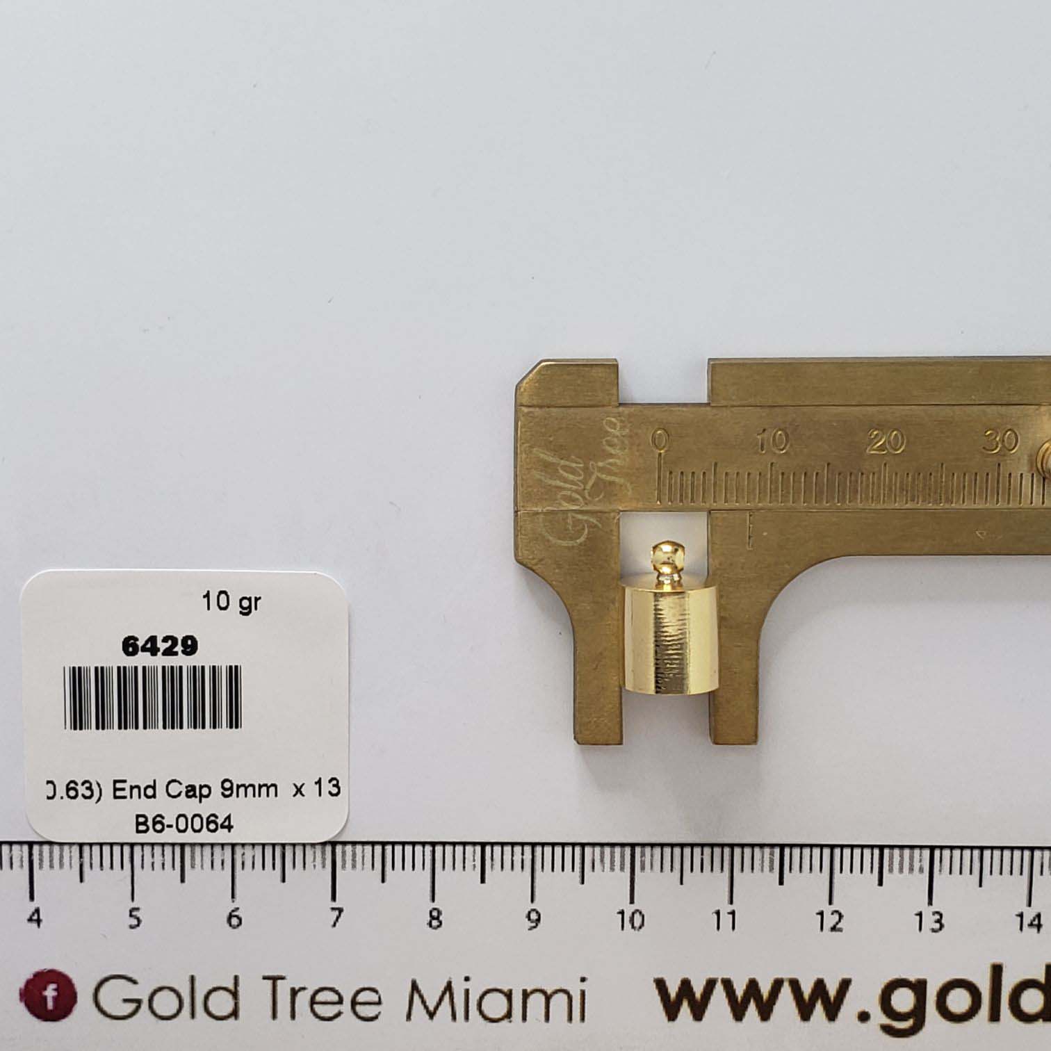 6429 9x13mm Gold Cylinder End Cap