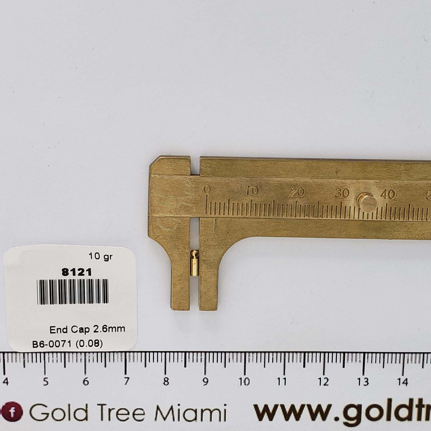 8121 2.6mm Gold Cylinder End Cap