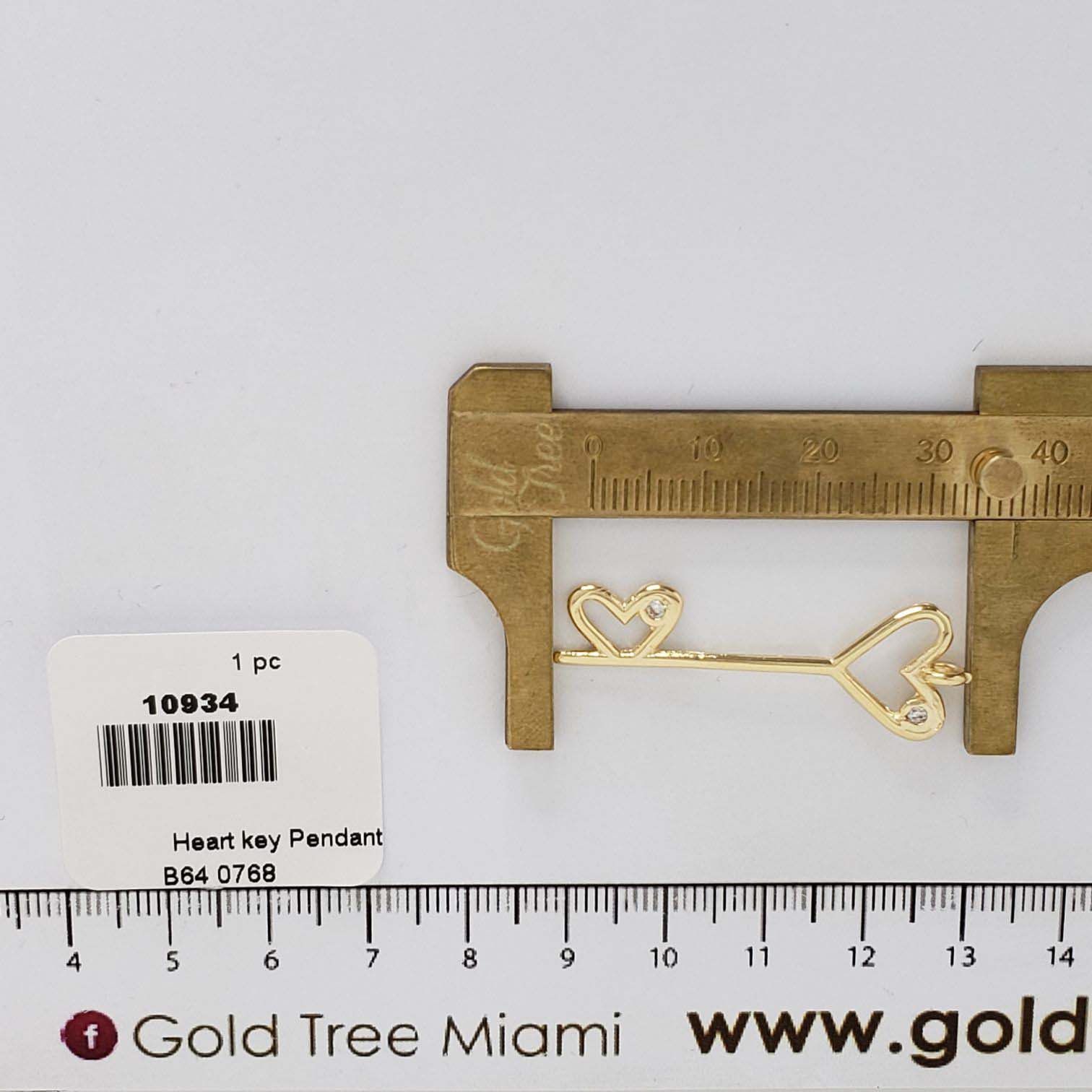 10934 Heart Key with Crystal Pendant