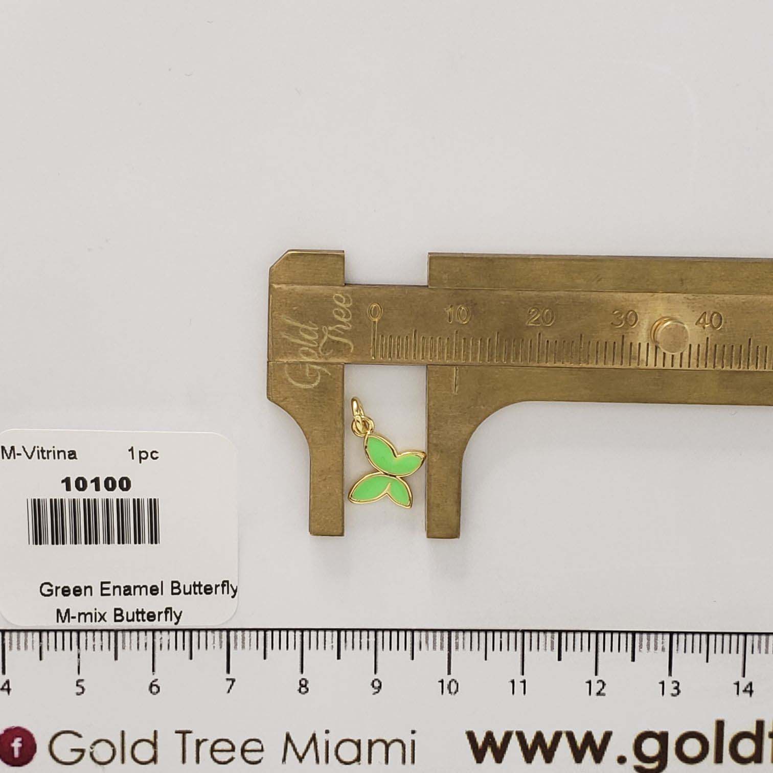 10100 Green Enamel Butterfly Pendant