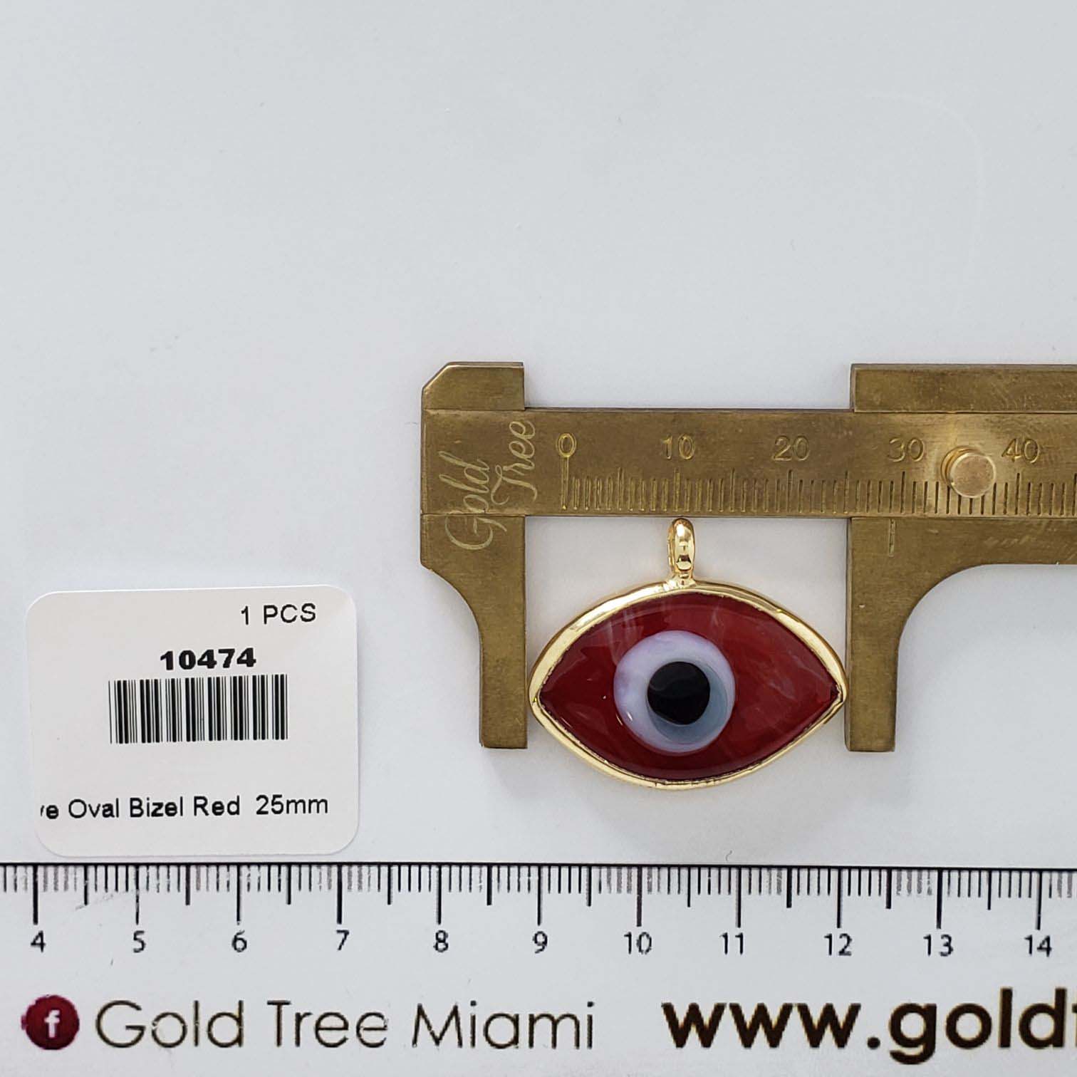 10474 Red Eye Oval Bizel Pendant