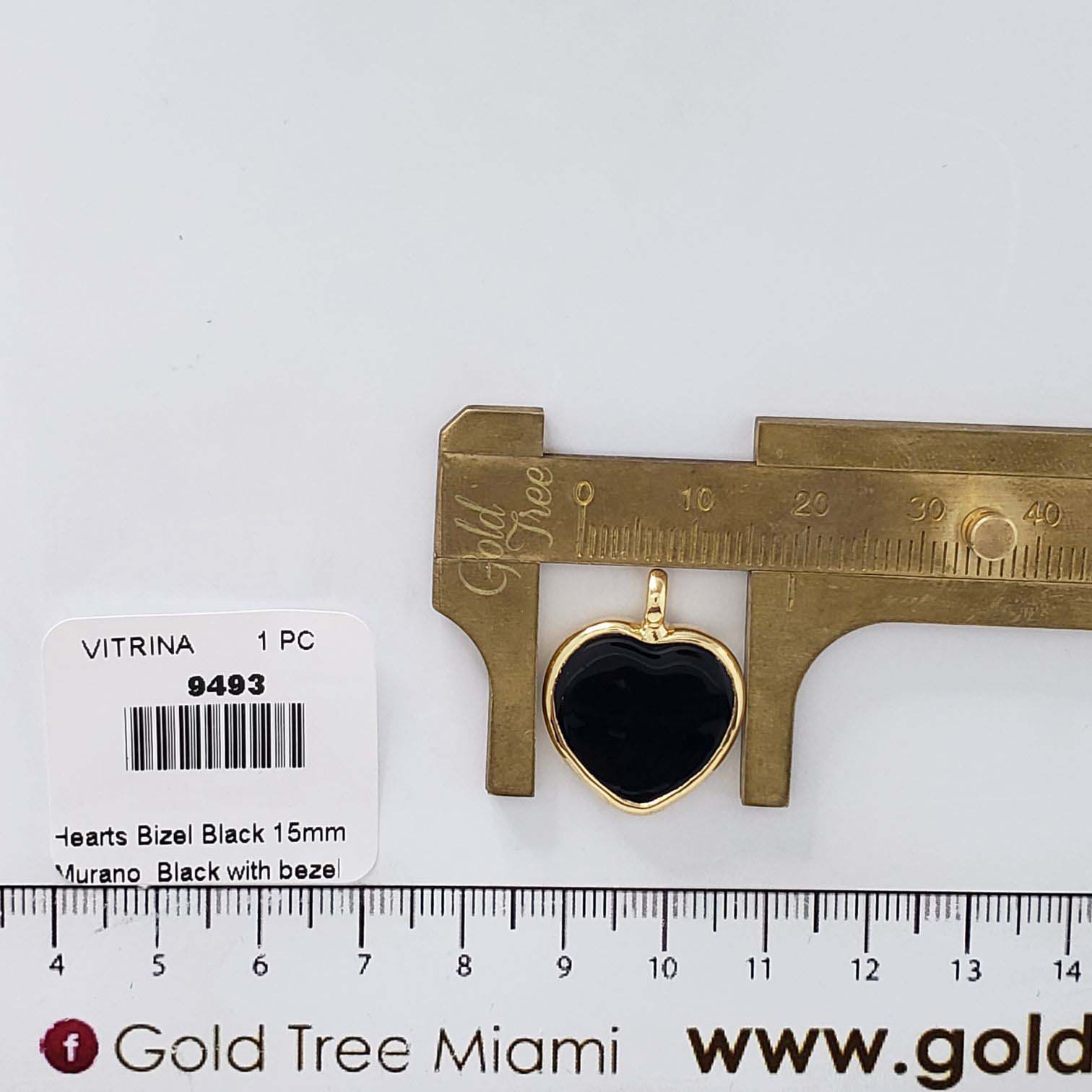 9493 Small Black Heart Bizel Pendant