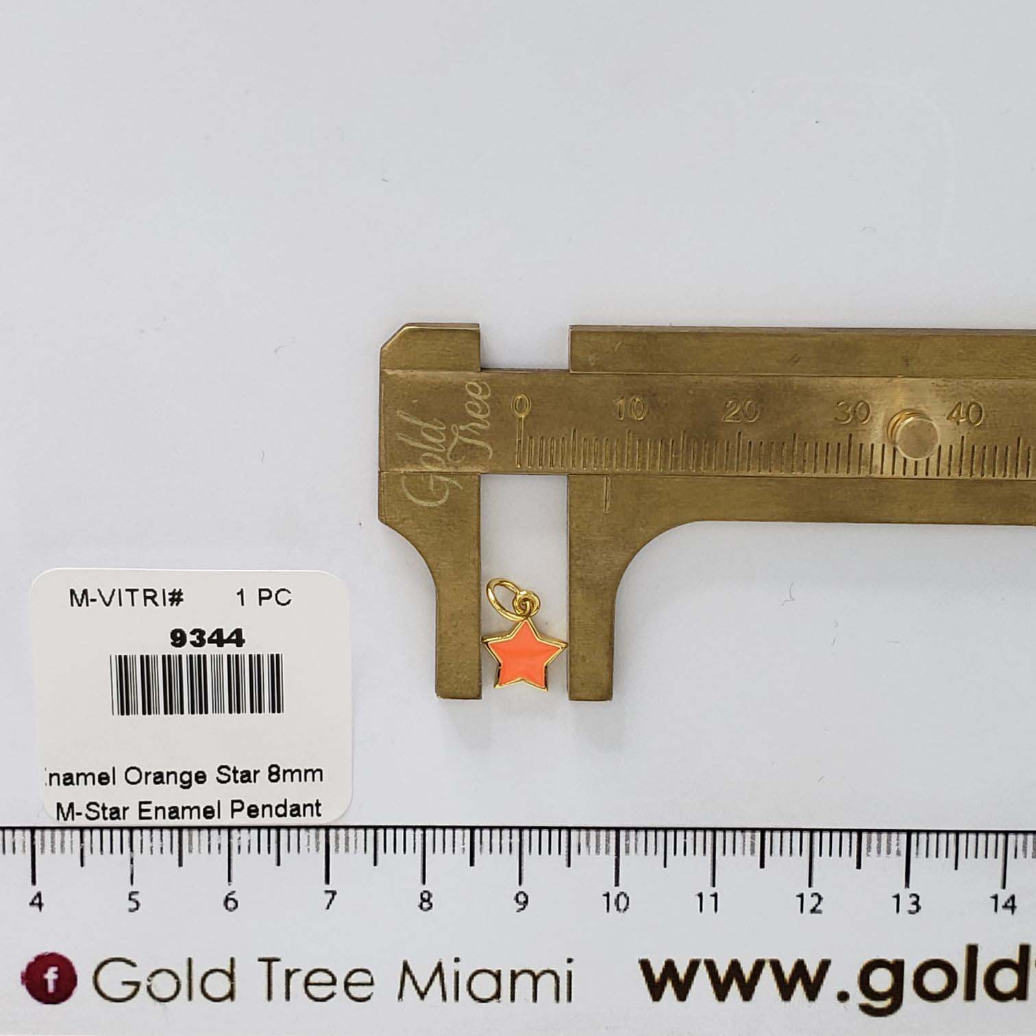 9344 Mini Orange Enamel Star Charm