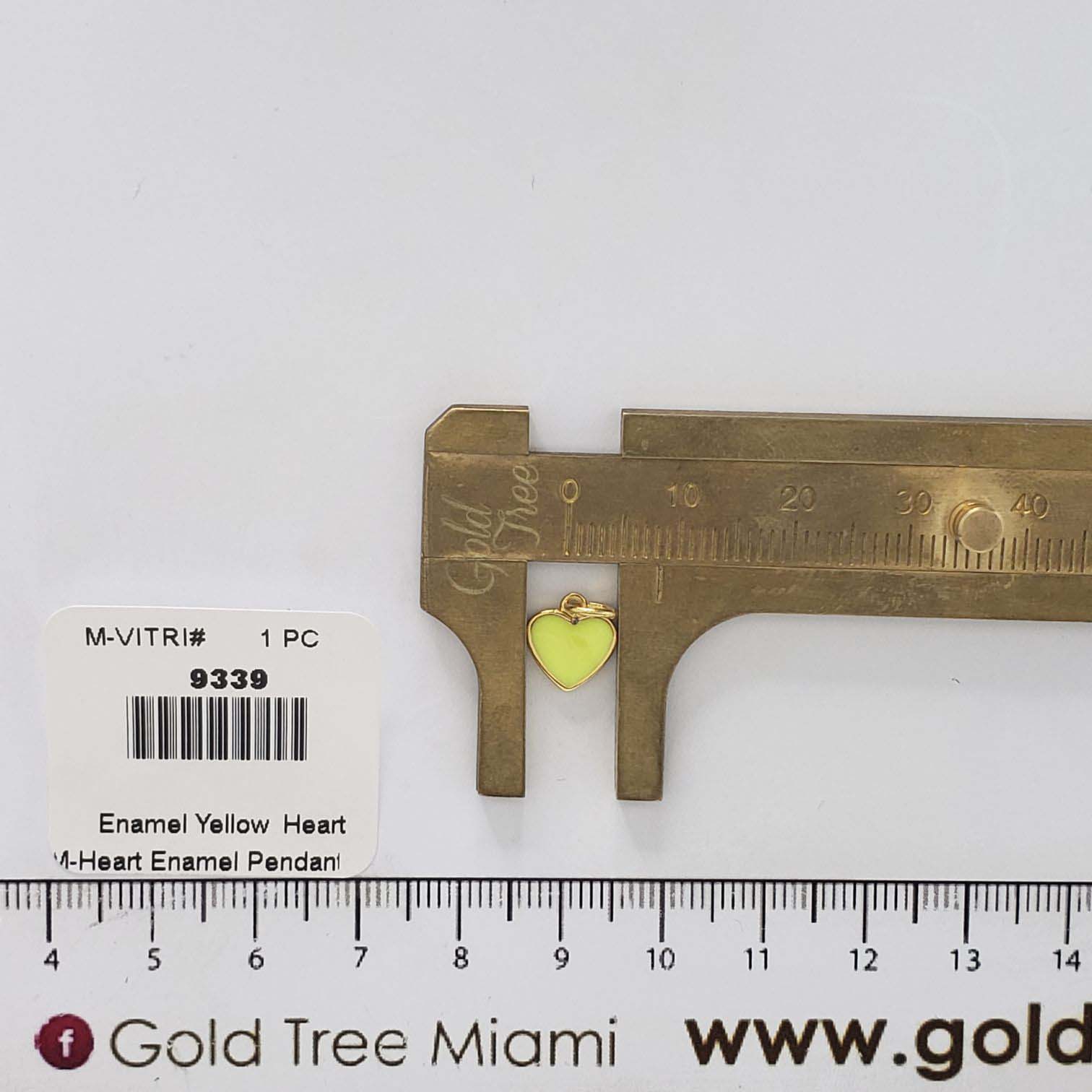 9339 Small Heart Yellow Enamel Pendant
