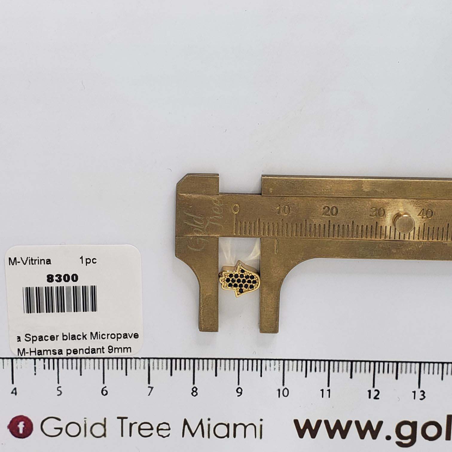 8300 Black Hamsa Spacer with Micropave
