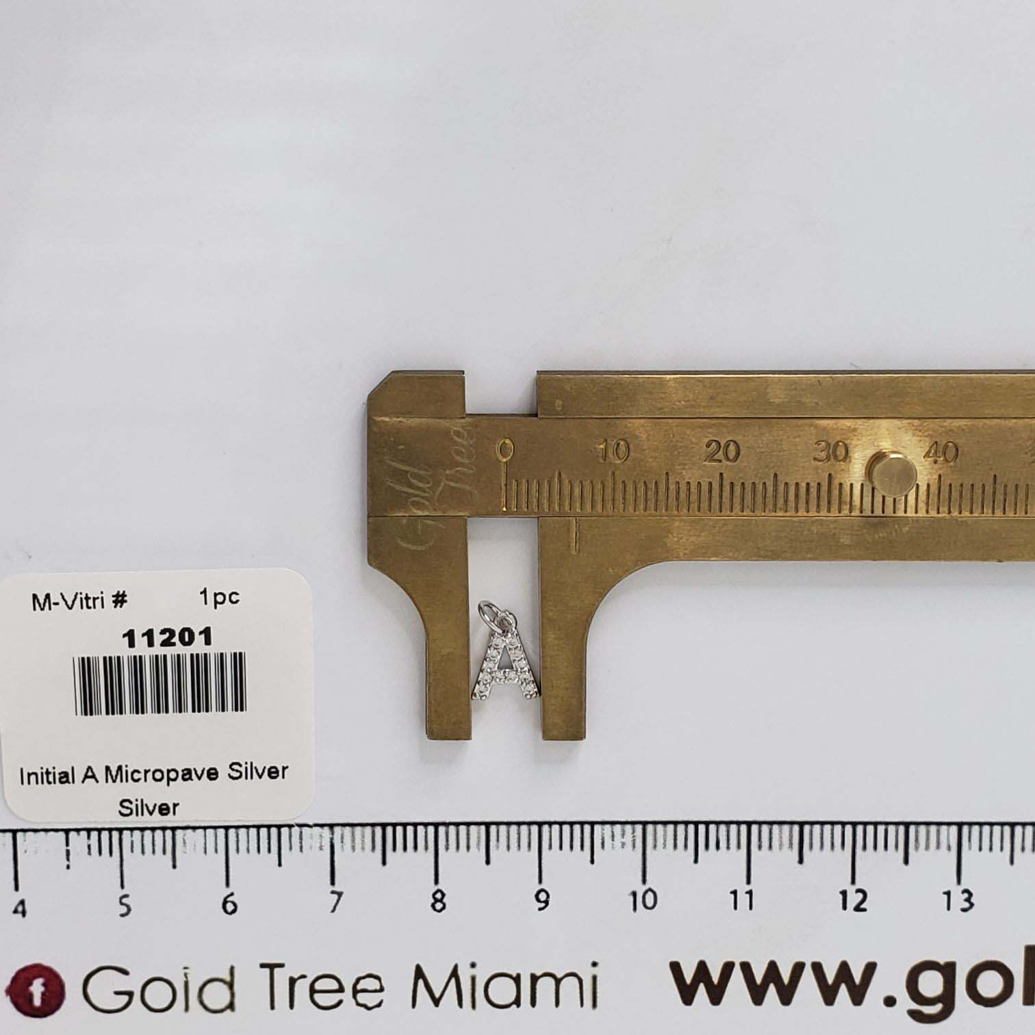 11201 Initial A Micropave Silver