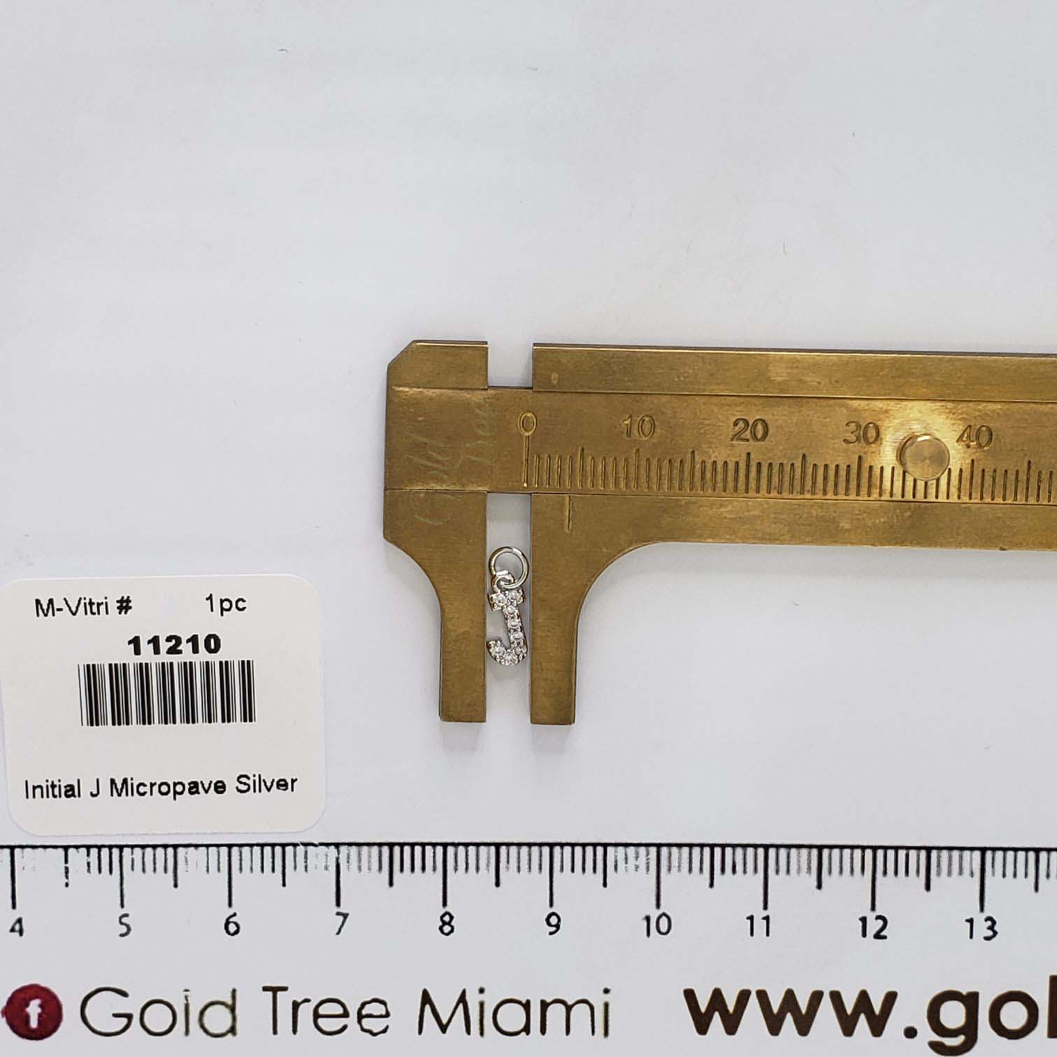 11210 Initial J Micropave Silver