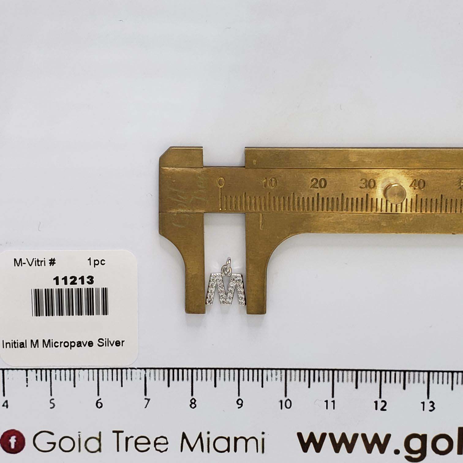 11213 Initial M Micropave Silver