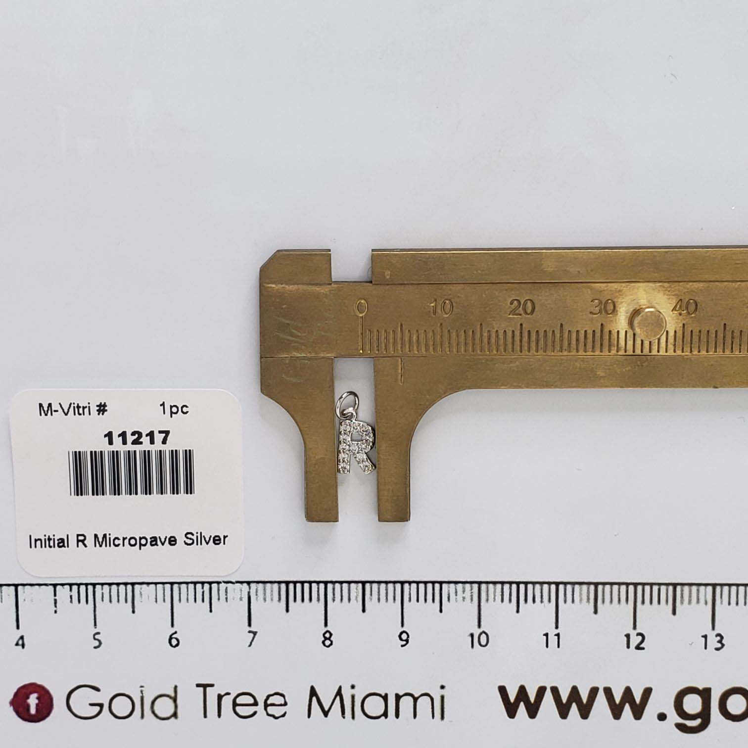 11217 Initial R Micropave Silver