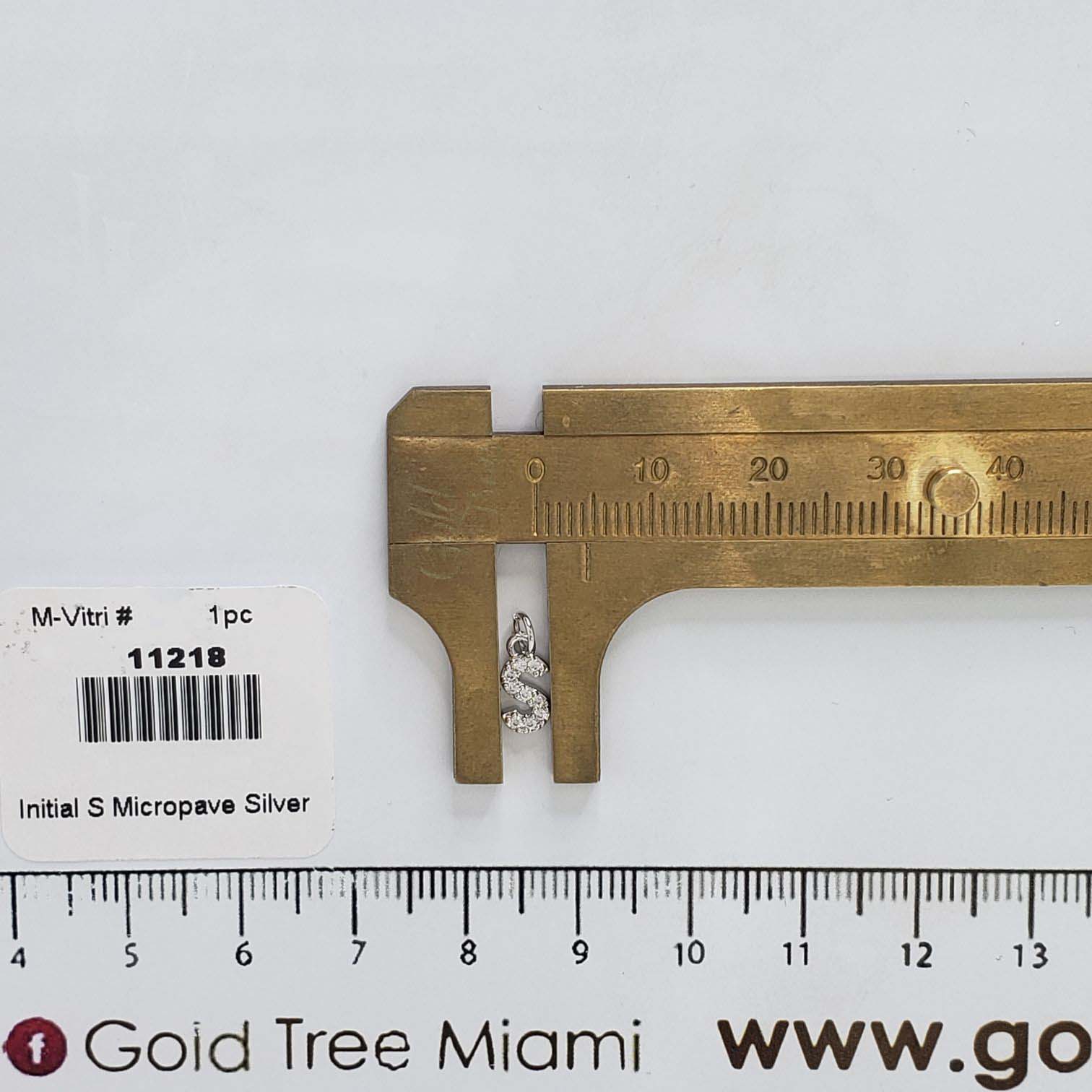 11218 Initial S Micropave Silver