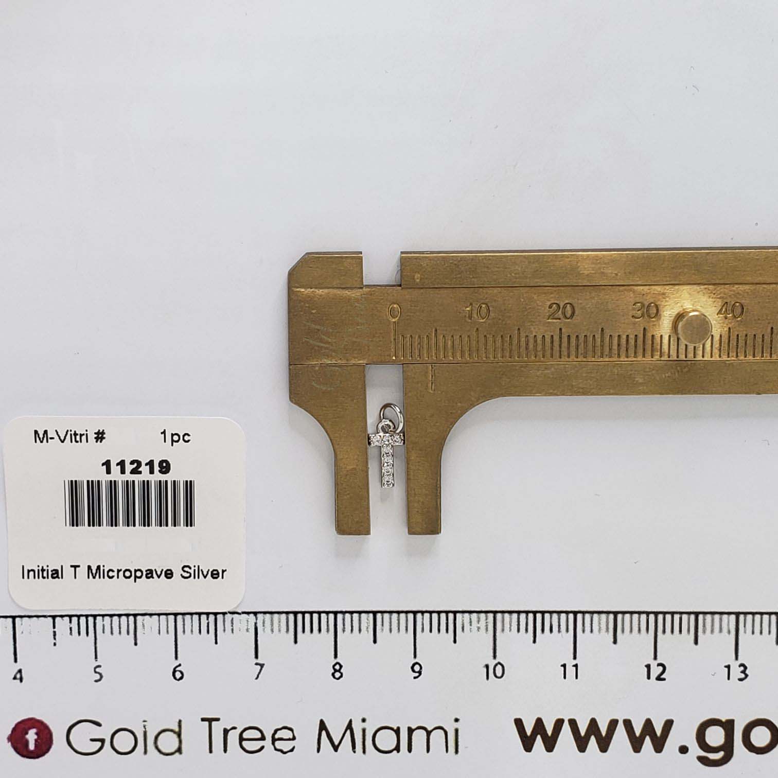 11219 Initial T Micropave Silver