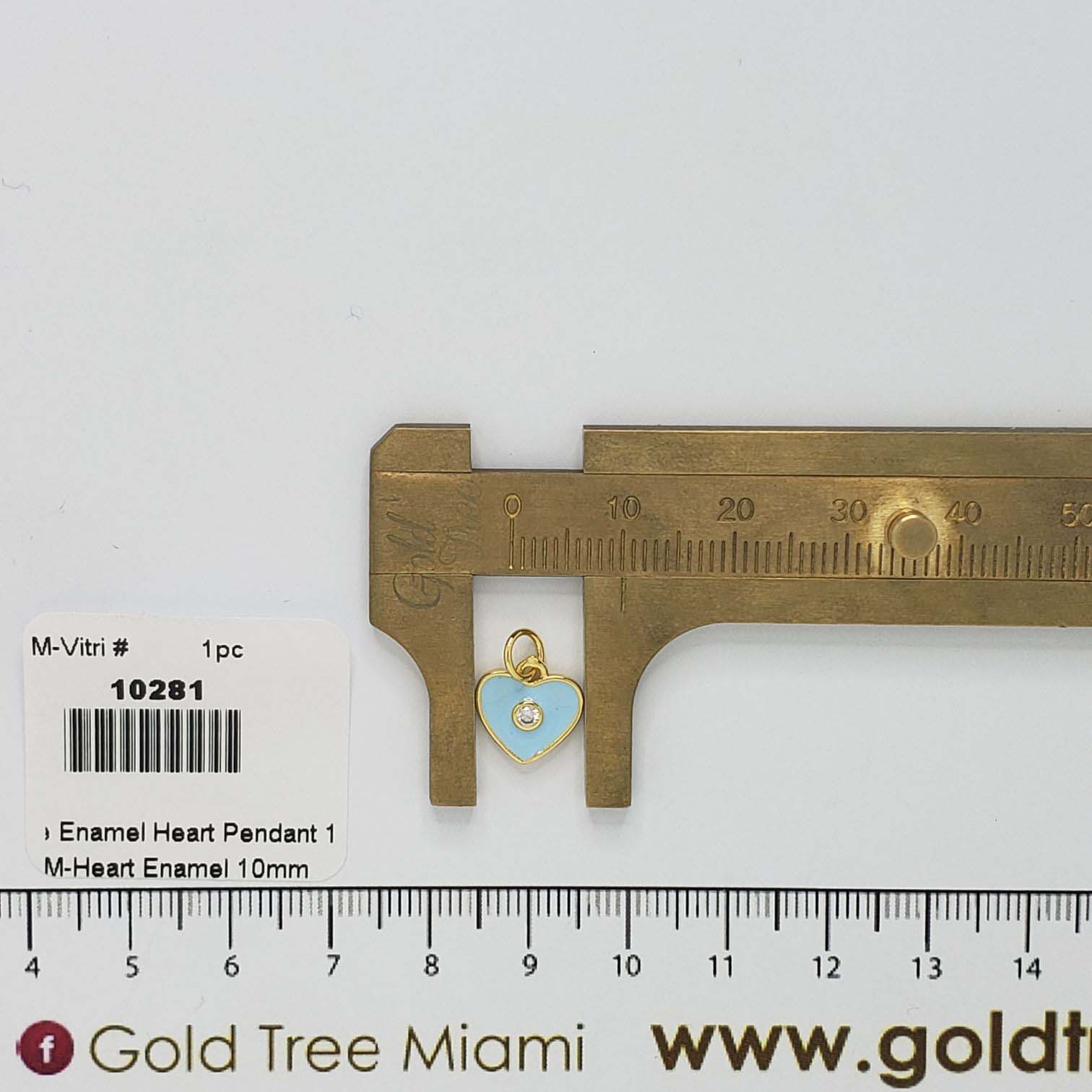 10281 10mm Sky Blue Enamel Heart with Crystal Pendant 