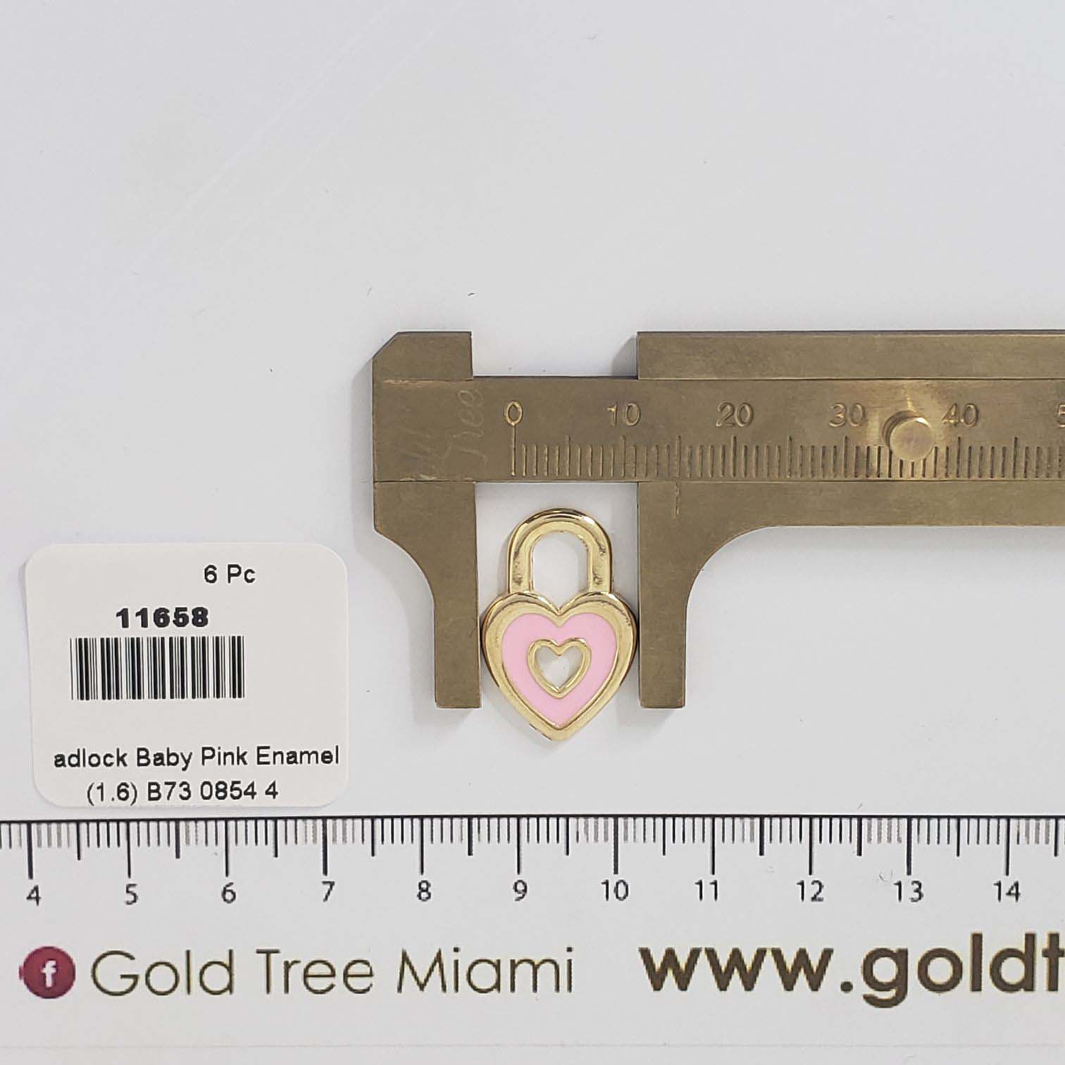 11658 Heart Padlock Enamel Baby Pink Charm